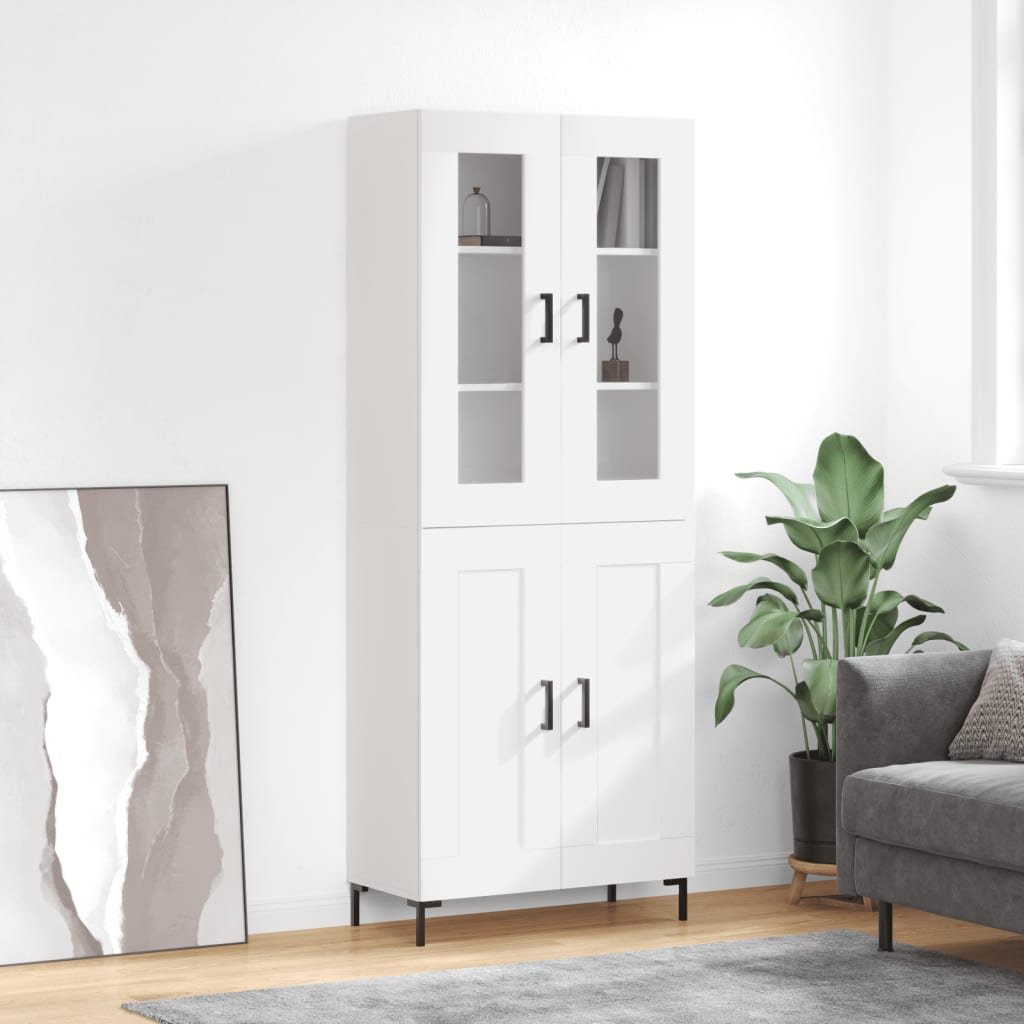 vidaXL Witrynka, biała, 69,5x34x180 cm, materiał drewnopochodny