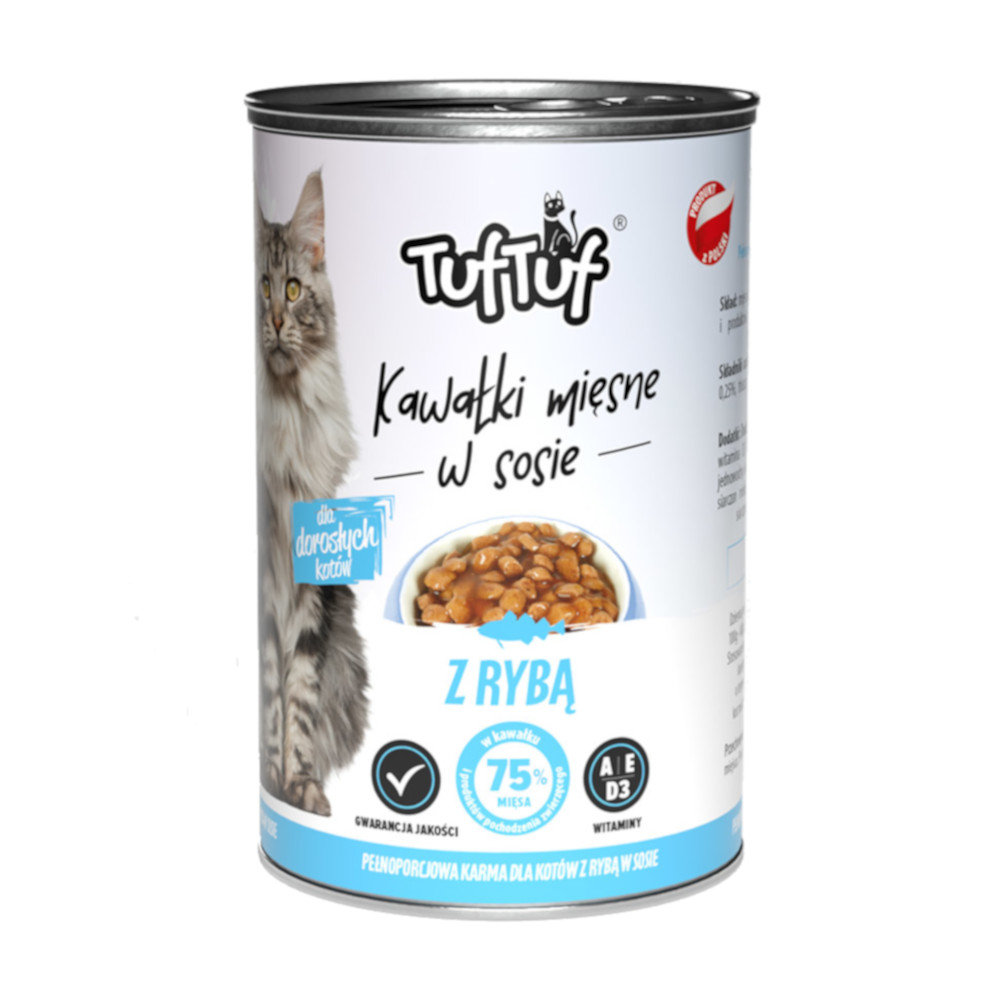 Karma mokra dla kota TUF TUF kawałki mięsne z rybą 415 g