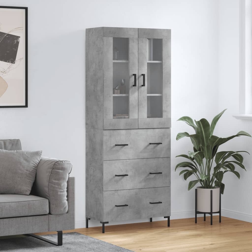 vidaXL Witrynka, szarość betonu 69,5x34x180 cm materiał drewnopochodny