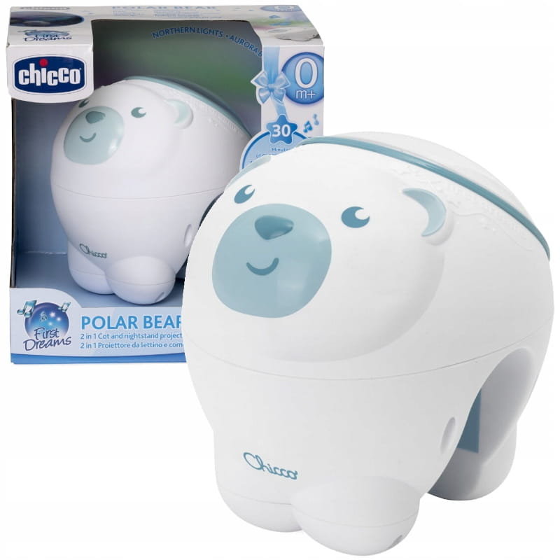 Chicco First Dreams Miś Polarny 2w1 Projektor Pozytywka Niebieski