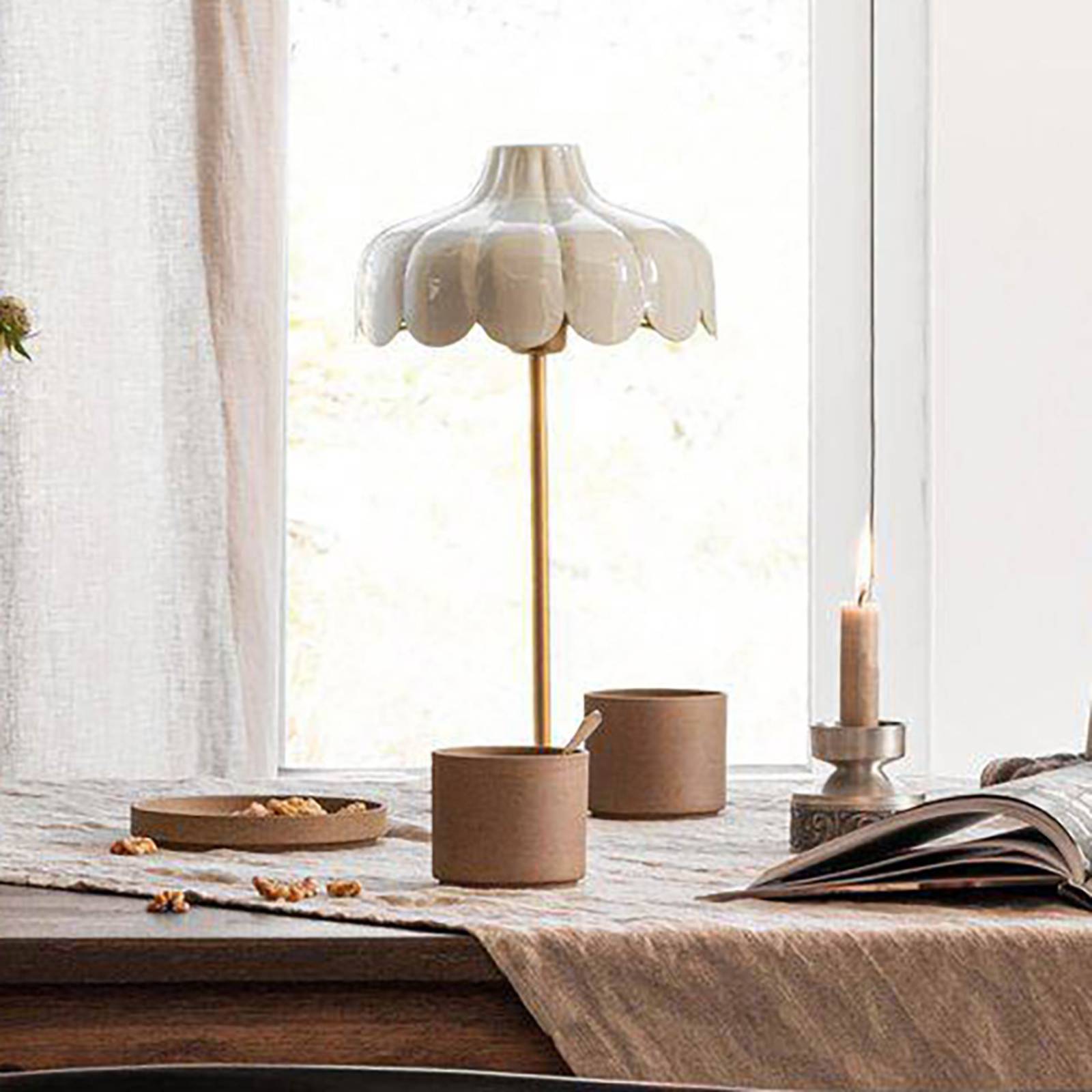 PR Home Wells lampa stołowa beżowa/złota
