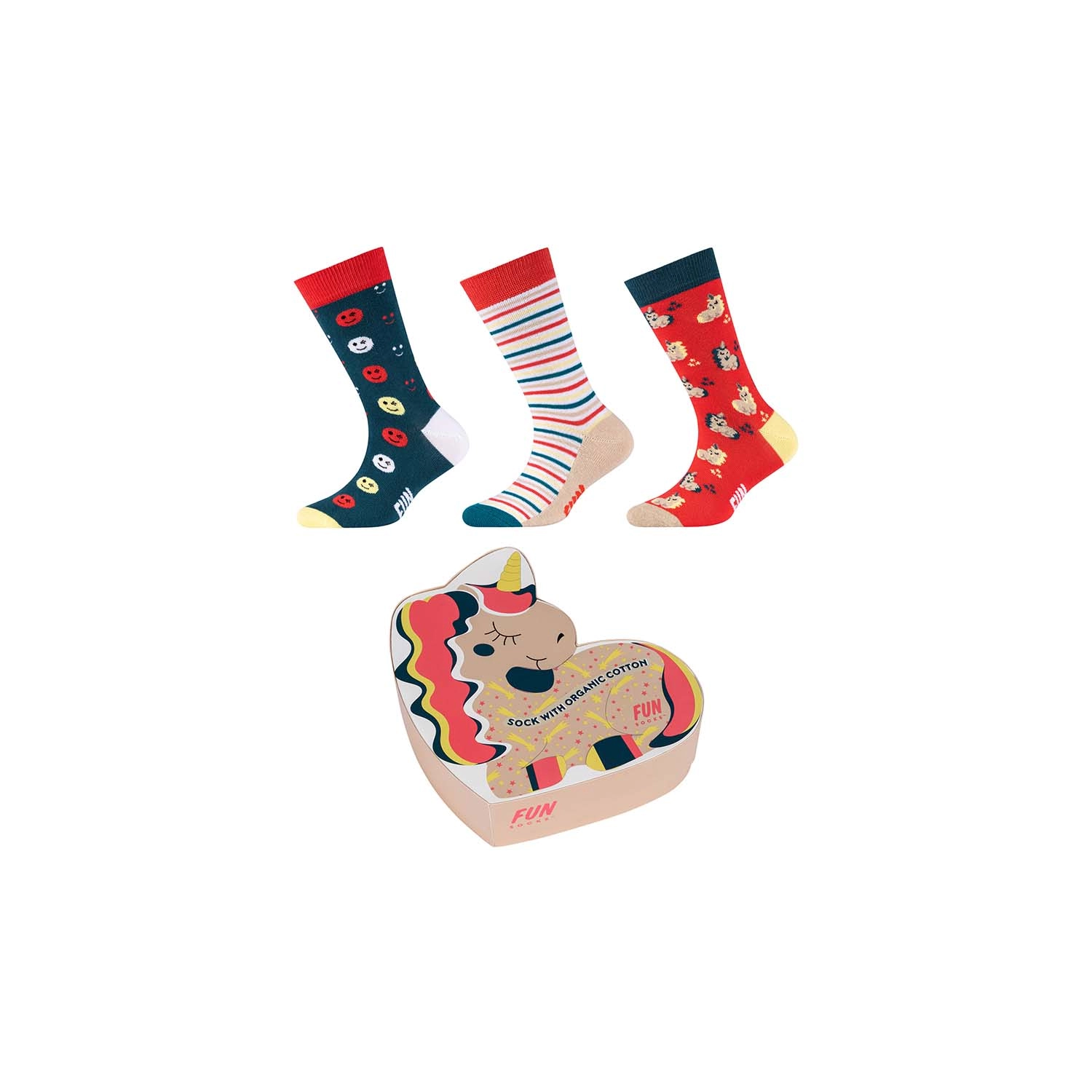 Skarpety dziecięce FUNSOCKS KIDS ORGANIC COTTON COMIC SOCKS BOX 3P