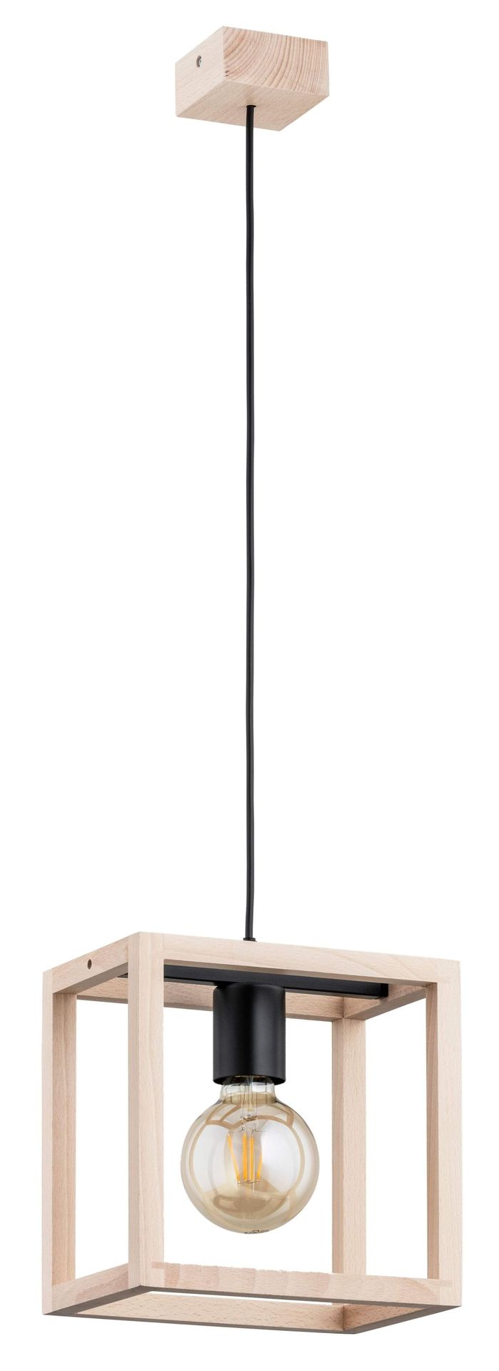 Lampa wisząca z drewnianym, geometrycznym kloszem AL 61165 z serii PAKO