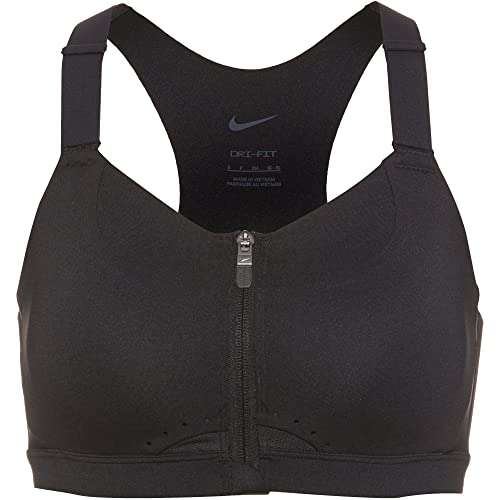 Nike Damski biustonosz sportowy z podszewką Alpha z zamkiem błyskawicznym Vo Bustier, Black Black Dk Smoke Grey, M/A