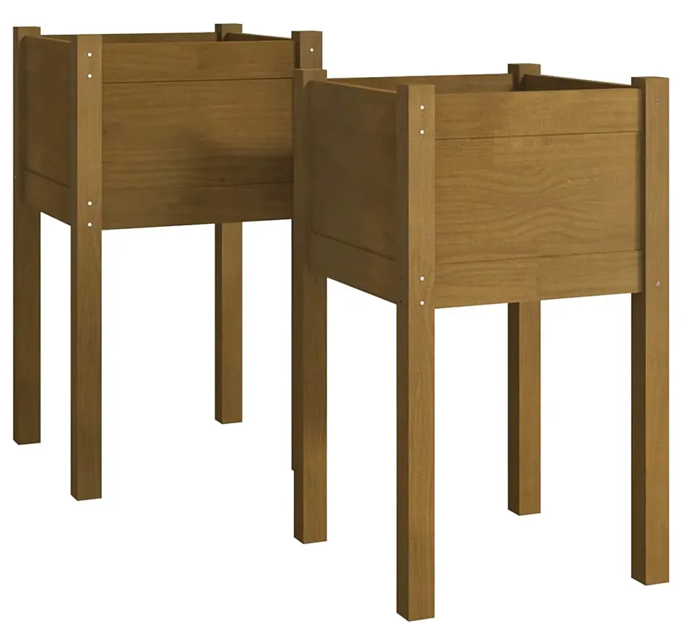 Komplet brązowych donic ogrodowych z drewna sosnowego Z1-B24