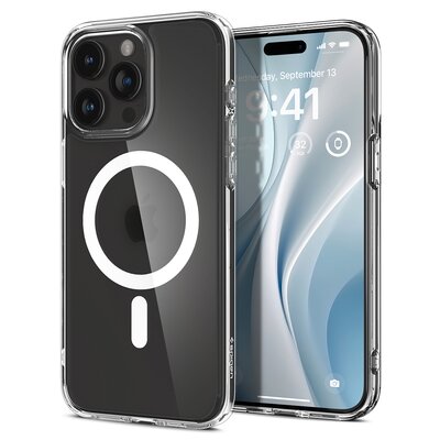 Etui Spigen Ultra Hybrid Mag do MagSafe do iPhone 15 Pro frost clear