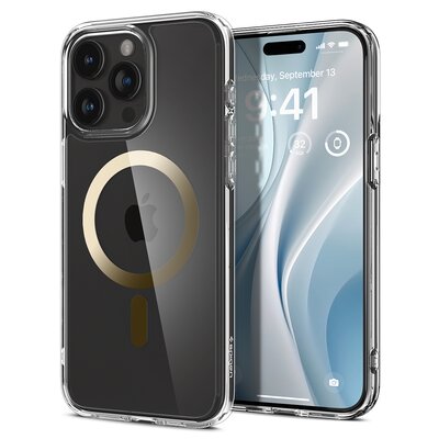 Etui APPLE IPHONE 15 PRO Spigen Ultra Hybrid Mag MagSafe Gold transparentne