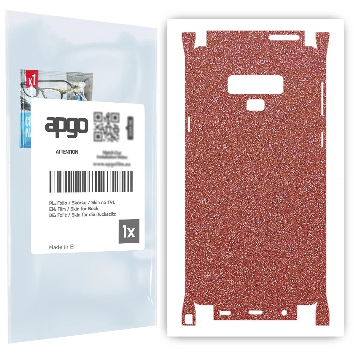 Folia naklejka skórka strukturalna na TYŁ+BOKI do Samsung Galaxy Note 9 -  Brokat Brzoskwiniowy - apgo SKINS