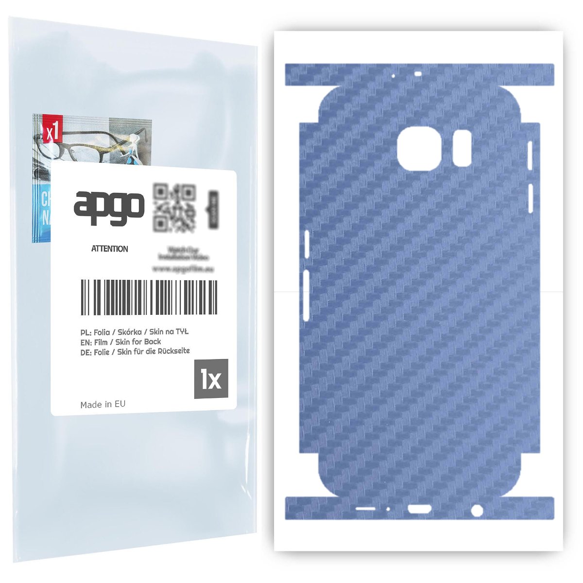 Folia naklejka skórka strukturalna na TYŁ+BOKI do Samsung Galaxy S6 G920 -  Carbon Granatowy - apgo SKINS