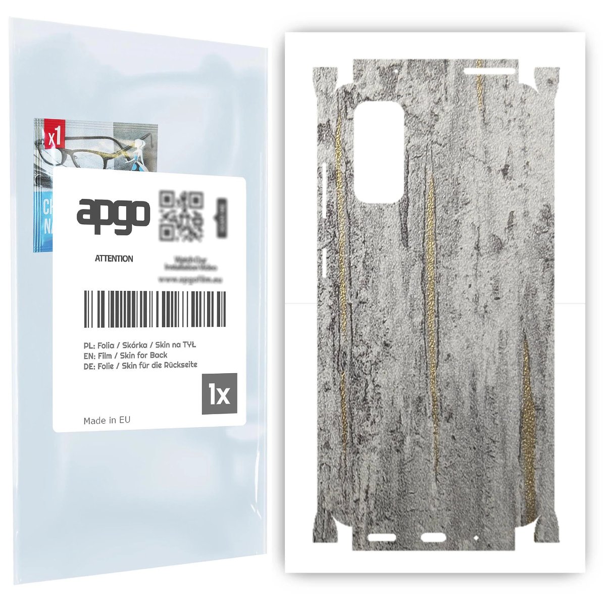 Folia naklejka skórka strukturalna na TYŁ+BOKI do Samsung Galaxy S20 5G -  Beton Złote Paski - apgo SKINS