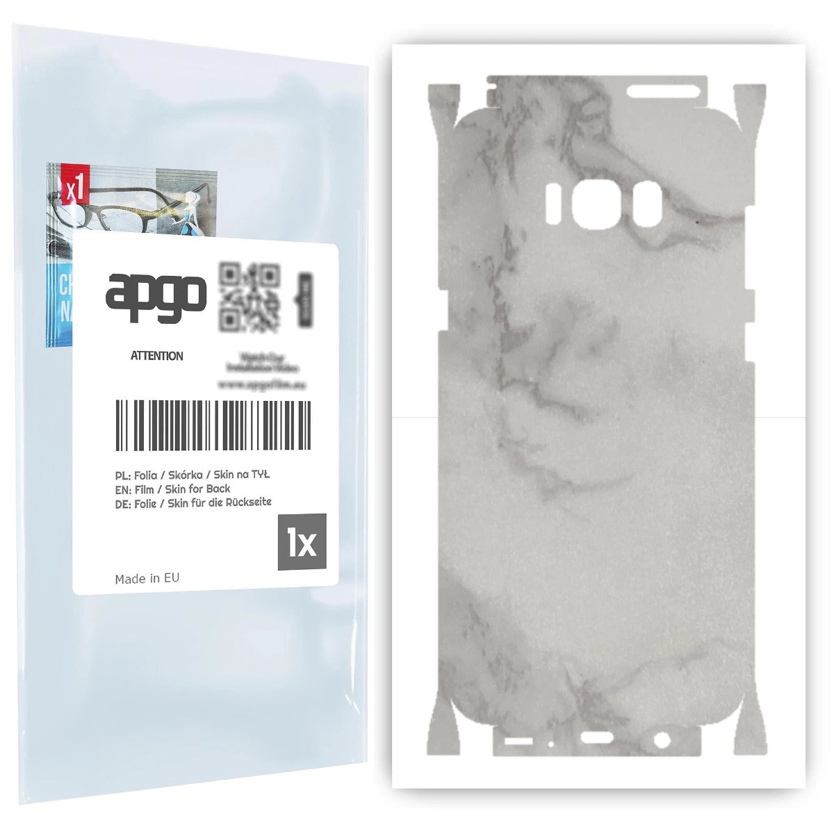 Folia naklejka skórka strukturalna na TYŁ+BOKI do Samsung Galaxy S8+ -  Marmur Szary - apgo SKINS