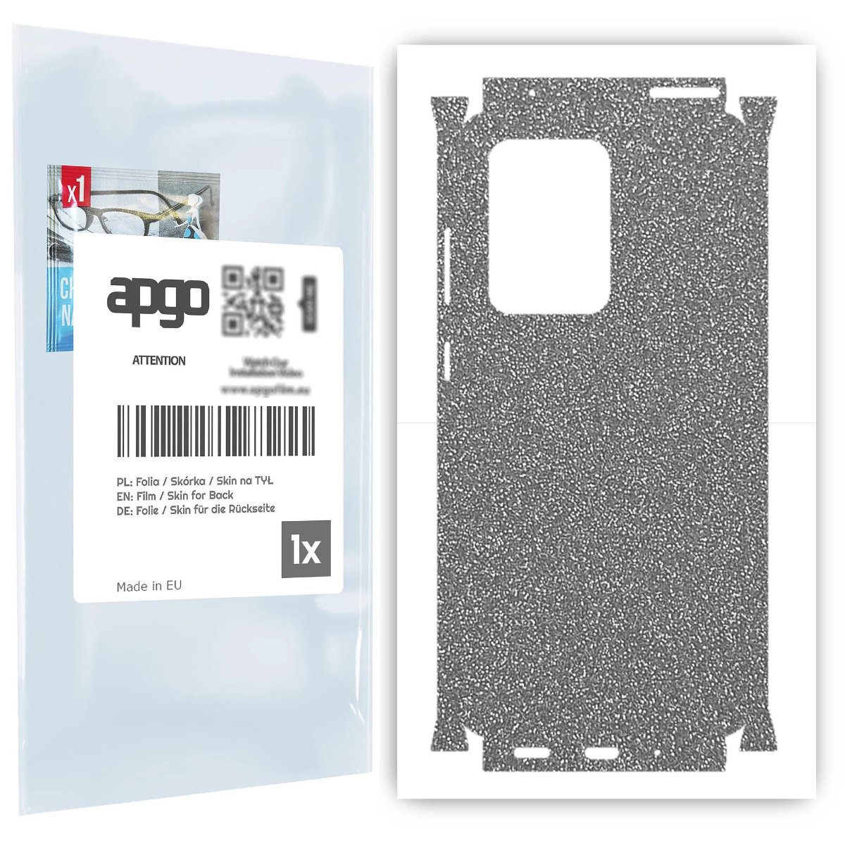 Folia naklejka skórka strukturalna na TYŁ+BOKI do Samsung Galaxy S20 Ultra -  Brokat Srebrny - apgo SKINS