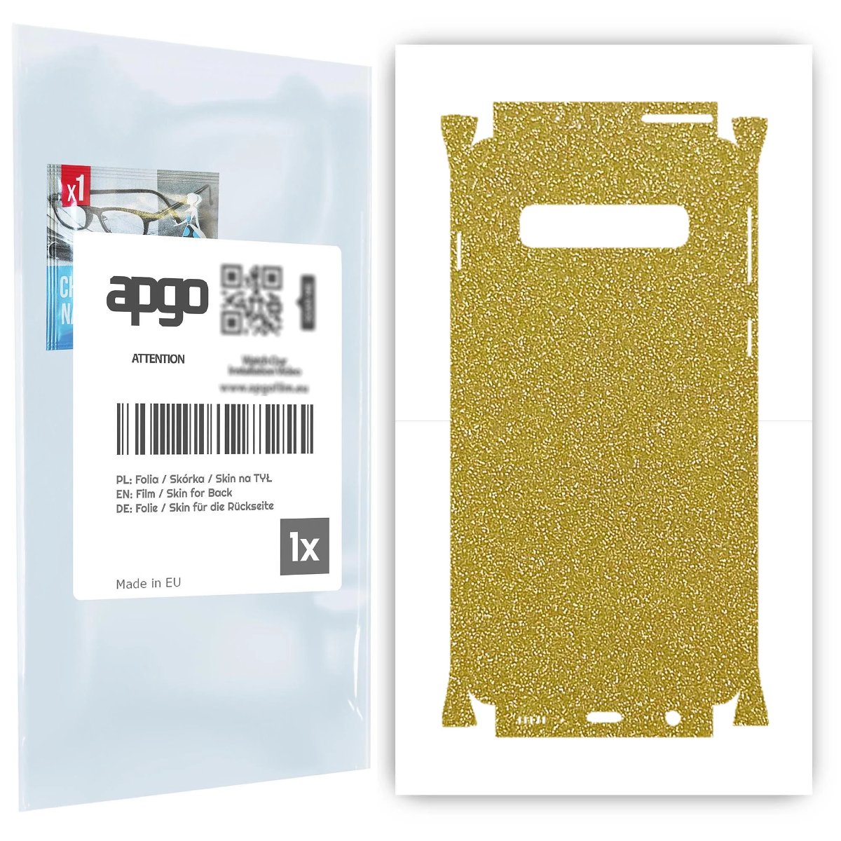 Folia naklejka skórka strukturalna na TYŁ+BOKI do Samsung Galaxy S10 -  Brokat Złoty - apgo SKINS