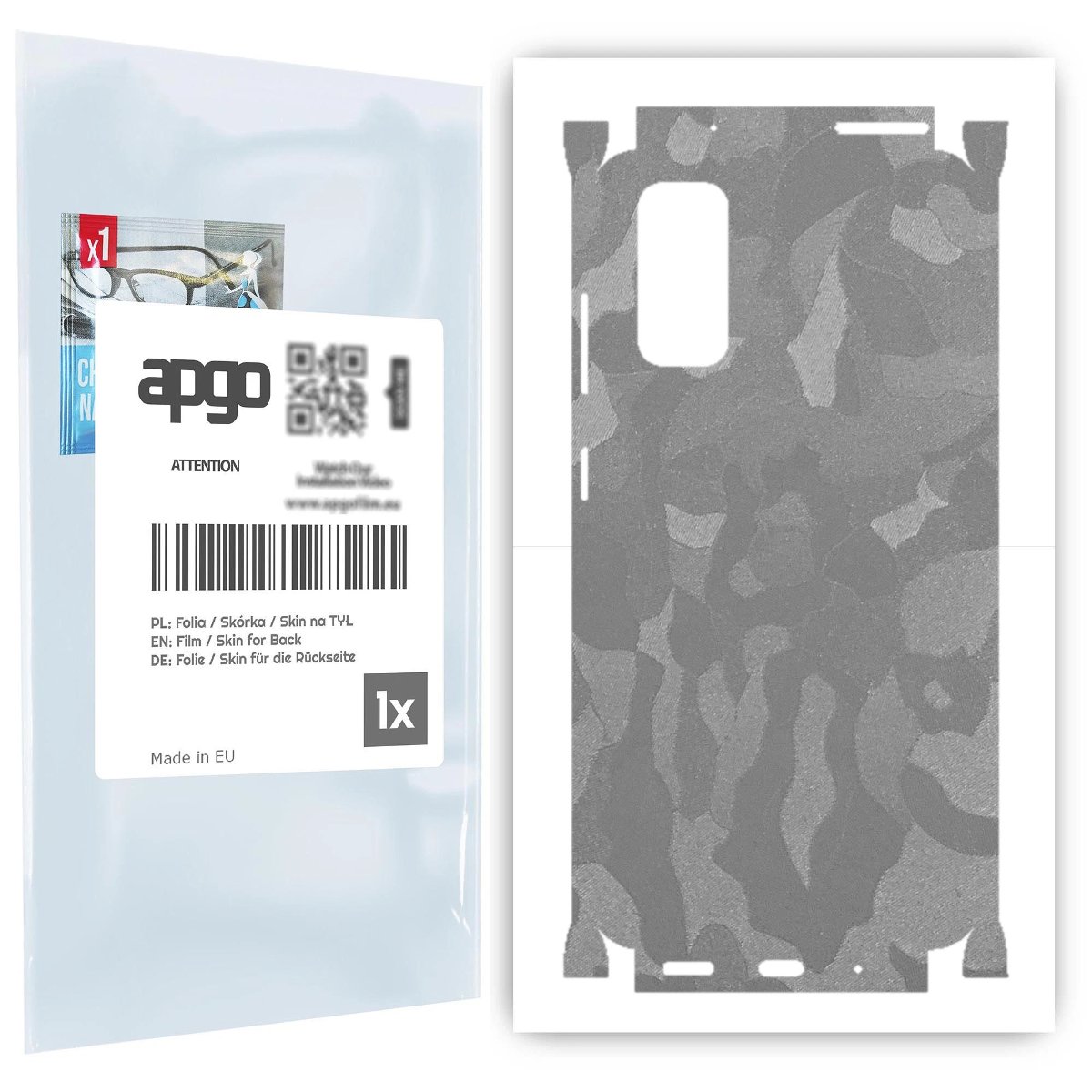 Folia naklejka skórka strukturalna na TYŁ+BOKI do Samsung Galaxy S20 5G -  Moro | Camo Srebrny - apgo SKINS