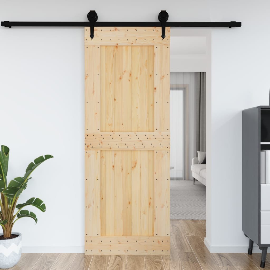 vidaXL Drzwi, 85x210 cm, lite drewno sosnowe