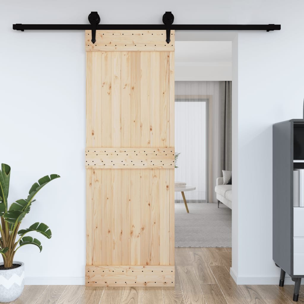 vidaXL Drzwi, 80x210 cm, lite drewno sosnowe