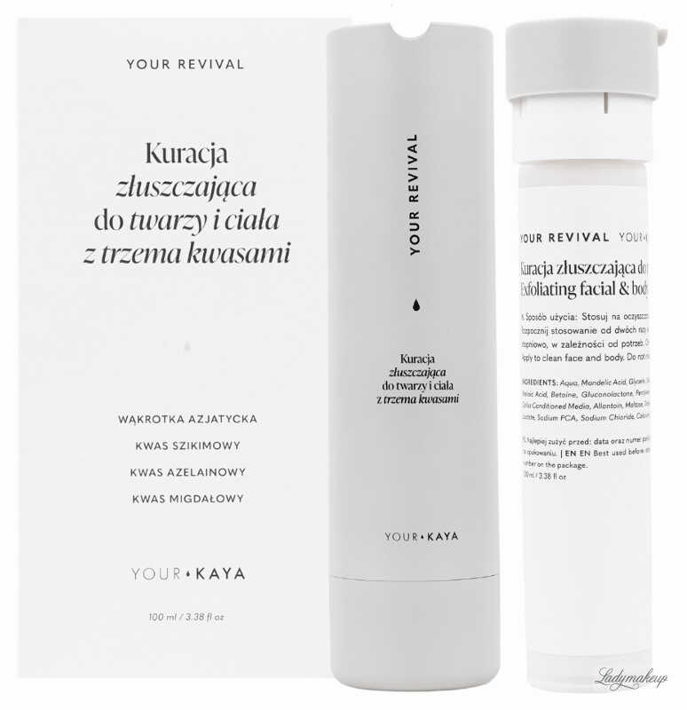 YOUR KAYA - Exfoliating Facial & Body Treatment - Kuracja złuszczająca do twarzy i ciała z trzema kwasami - Pakiet - Obudowa + Wkład 100 ml