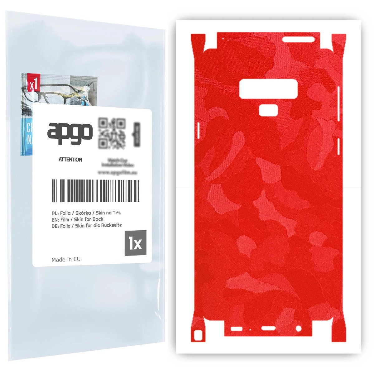 Folia naklejka skórka strukturalna na TYŁ+BOKI do Samsung Galaxy Note 9 -  Moro | Camo Czerwony - apgo SKINS