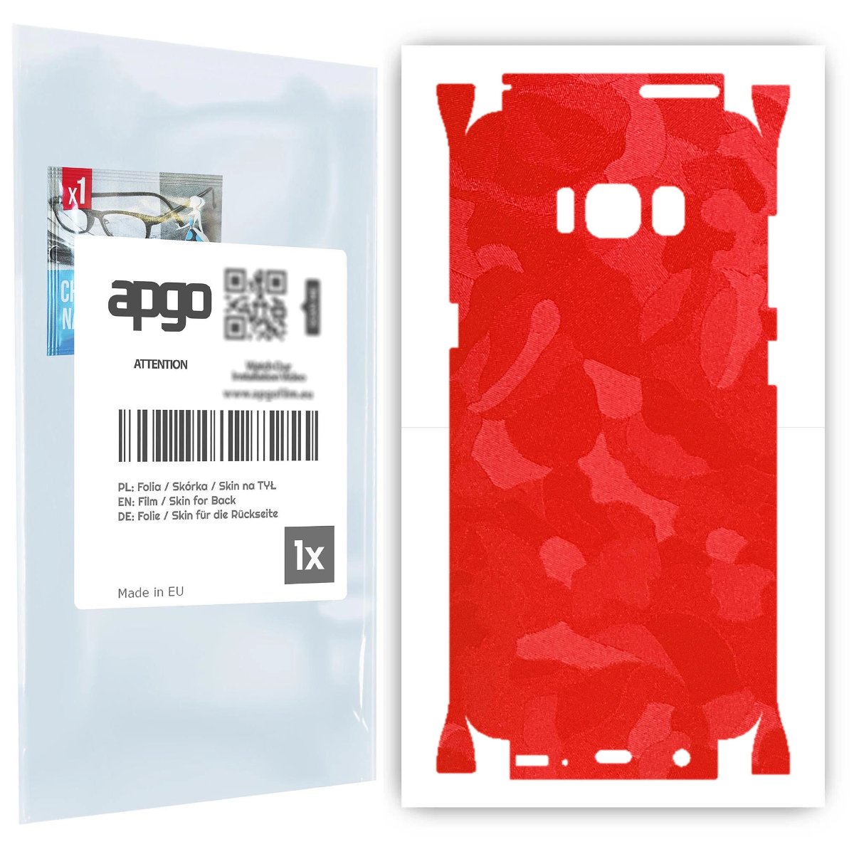 Folia naklejka skórka strukturalna na TYŁ+BOKI do Samsung Galaxy S8 -  Moro | Camo Czerwony - apgo SKINS