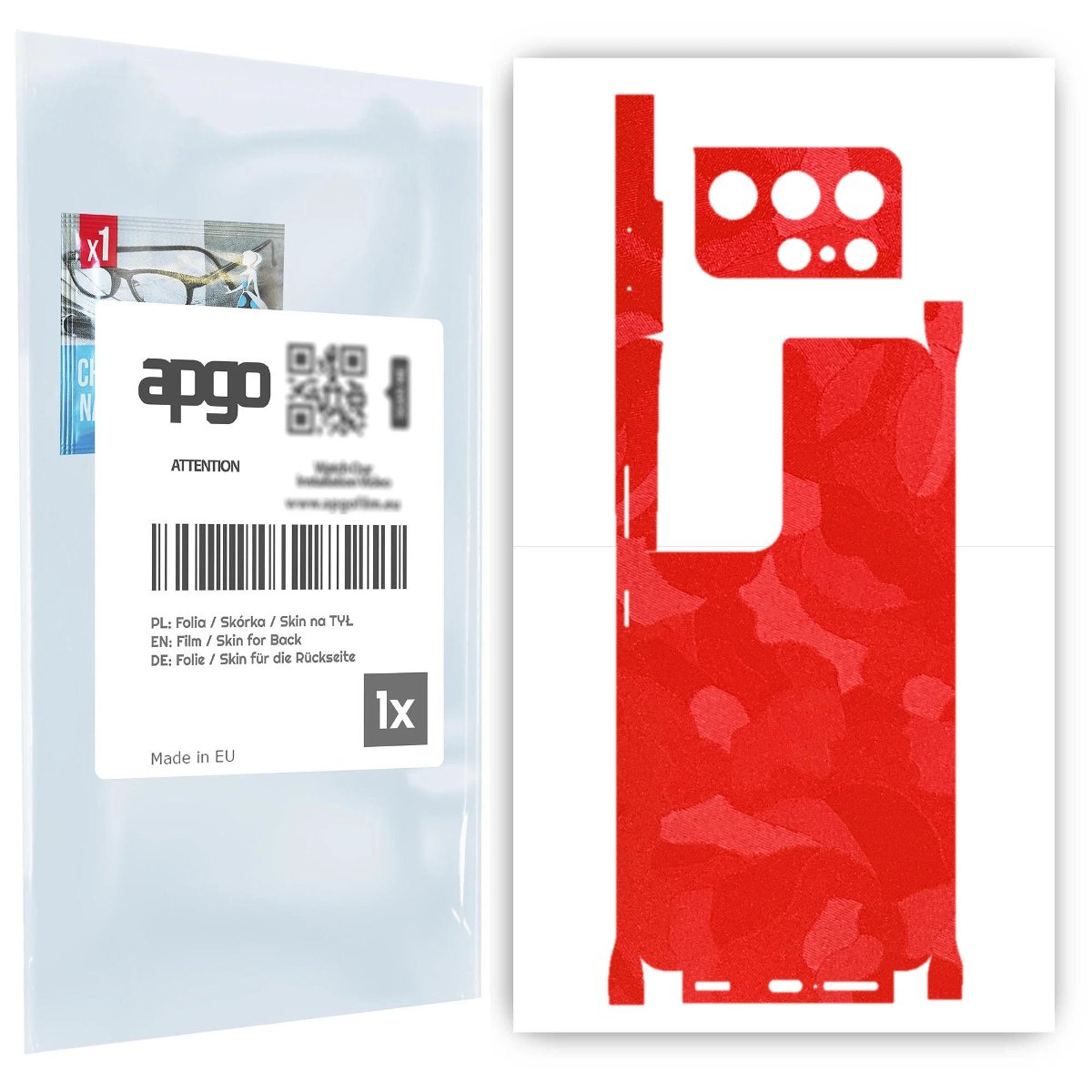 Folia naklejka skórka strukturalna na TYŁ+BOKI do Samsung Galaxy S21 Ultra 5G -  Moro | Camo Czerwony - apgo SKINS