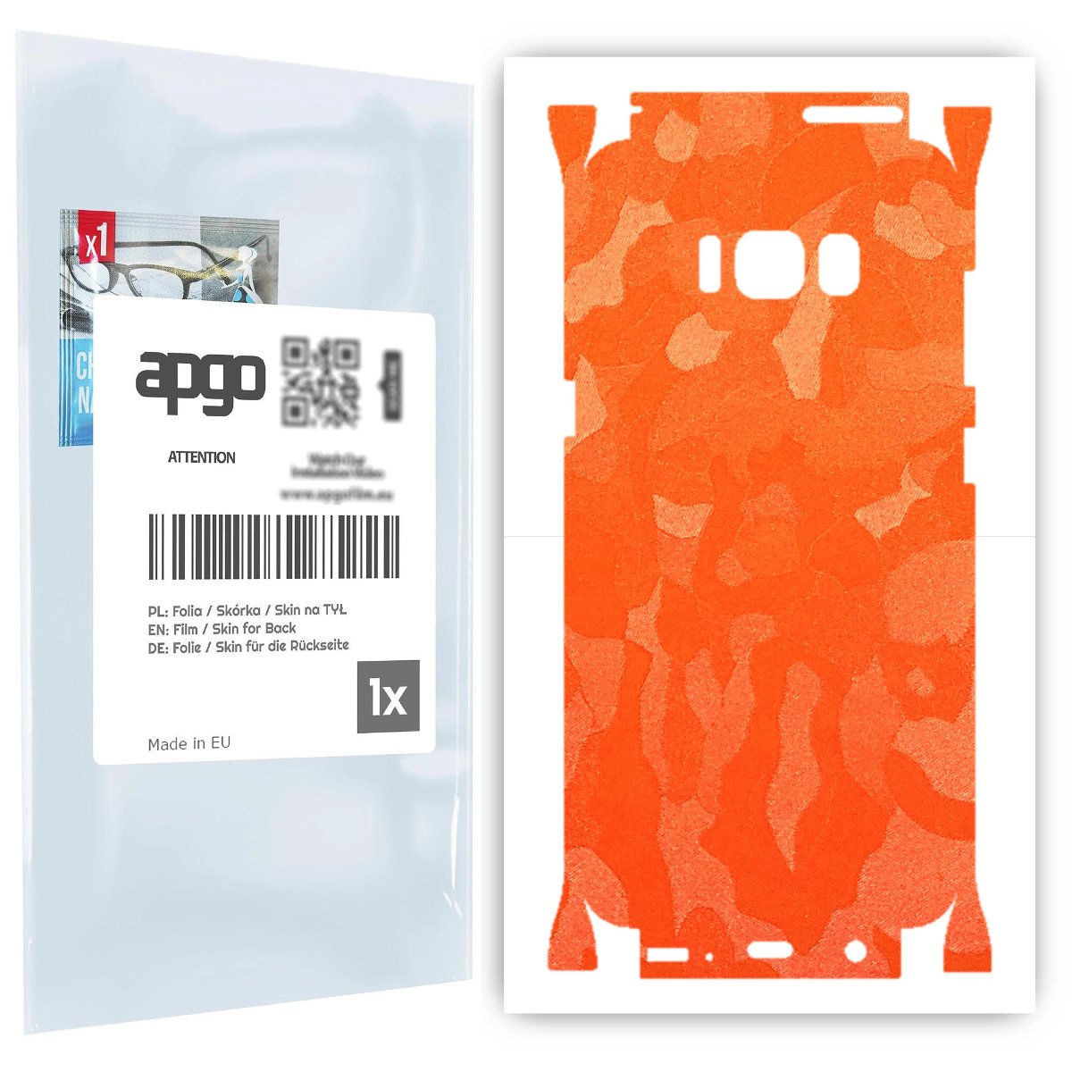 Folia naklejka skórka strukturalna na TYŁ+BOKI do Samsung Galaxy S8 -  Moro | Camo Pomarańczowy - apgo SKINS