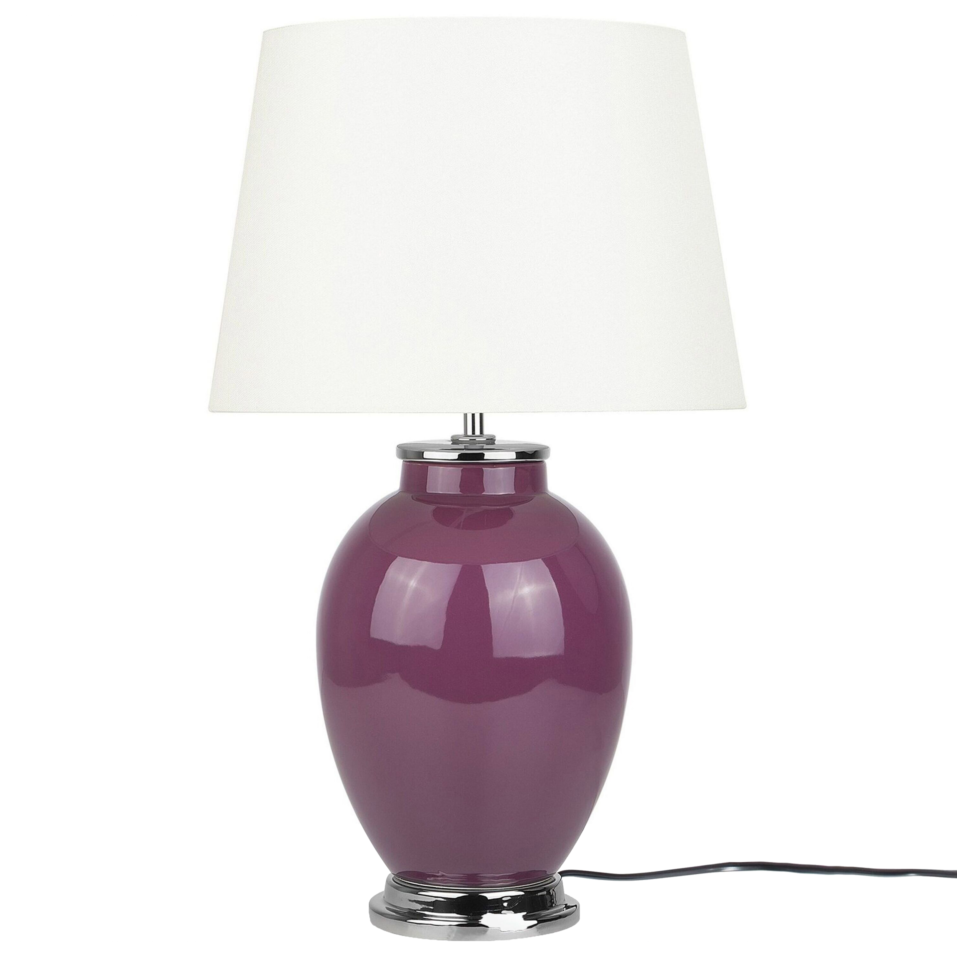 Beliani Lampa stołowa Lampka nocna ceramiczna fioletowa BRENTA 78605