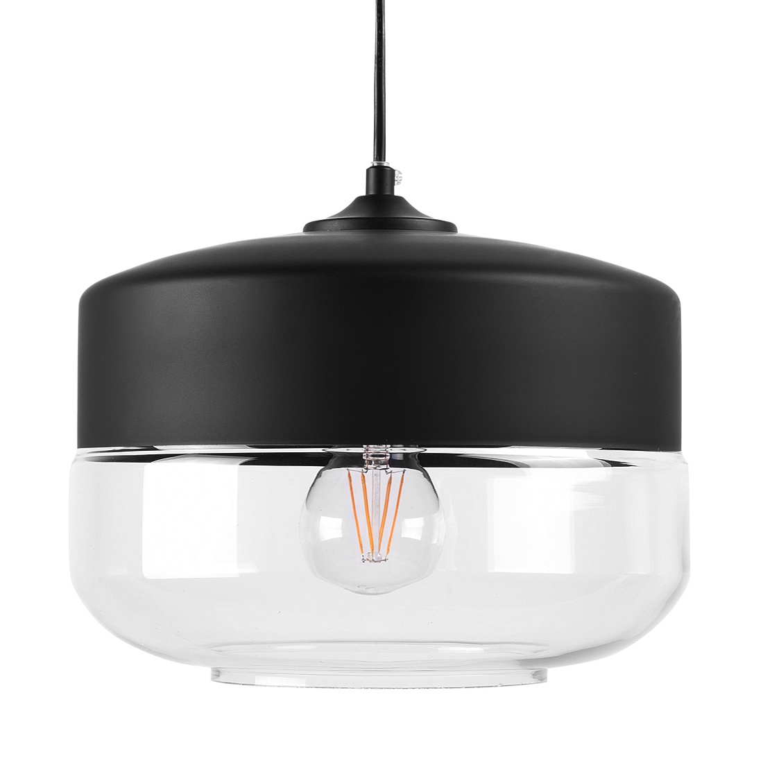 Beliani Lampa wisząca Lampa wisząca szklana czarna MURRAY