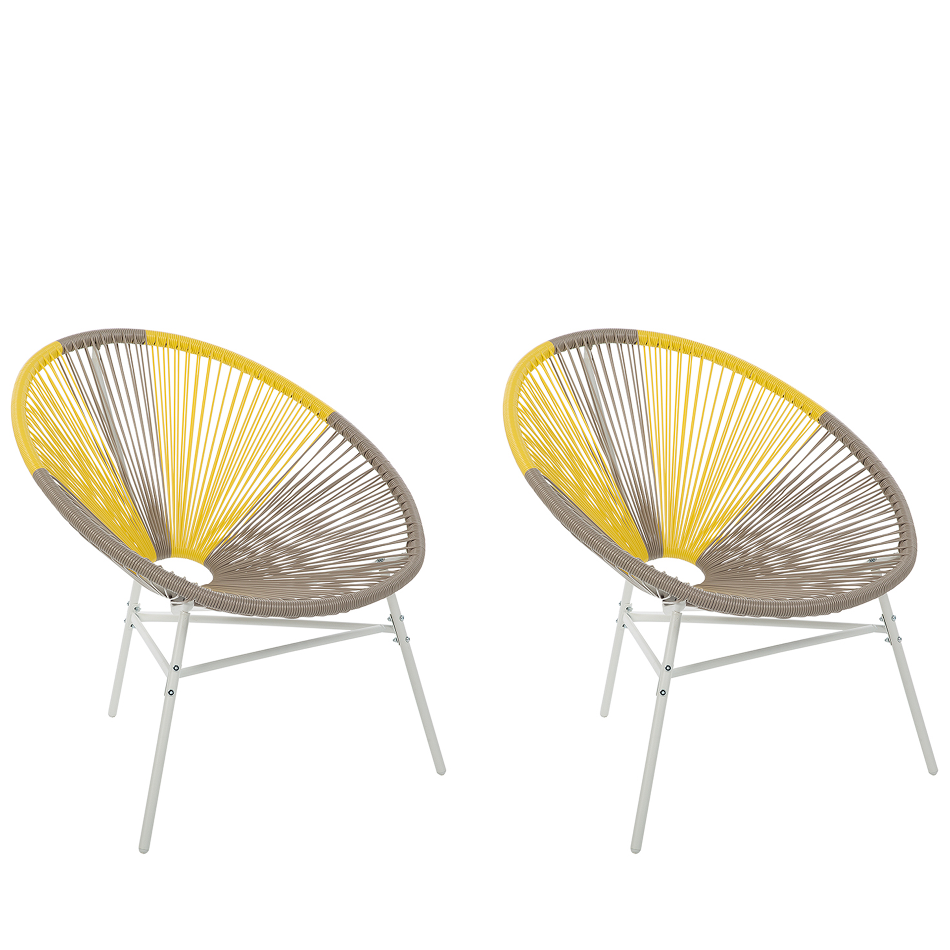 Beliani Zestaw 2 krzeseł rattanowych beżowo-żółte ACAPULCO 117876