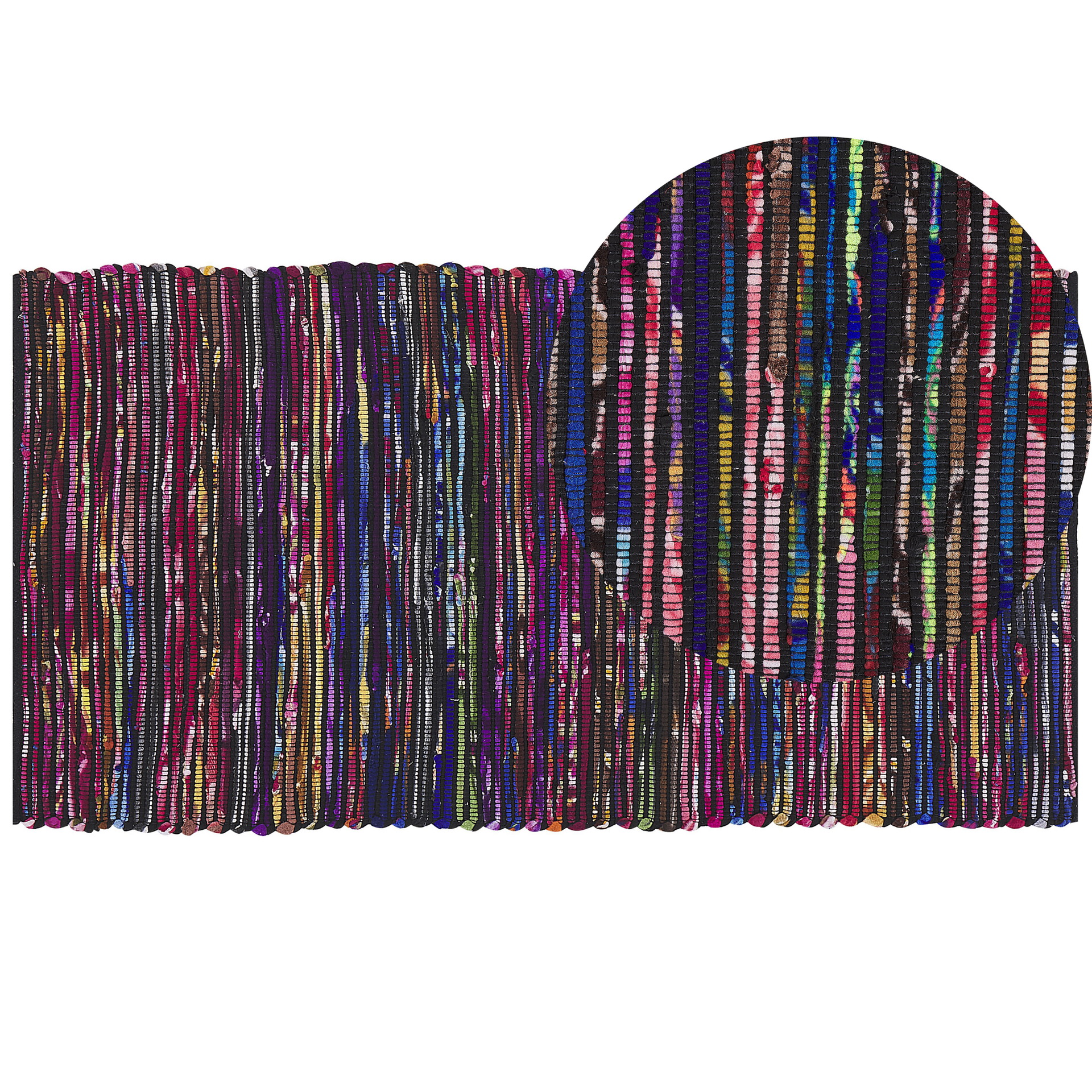 Dywan 80 X 150 Cm Wielokolorowy Czarny Bartin