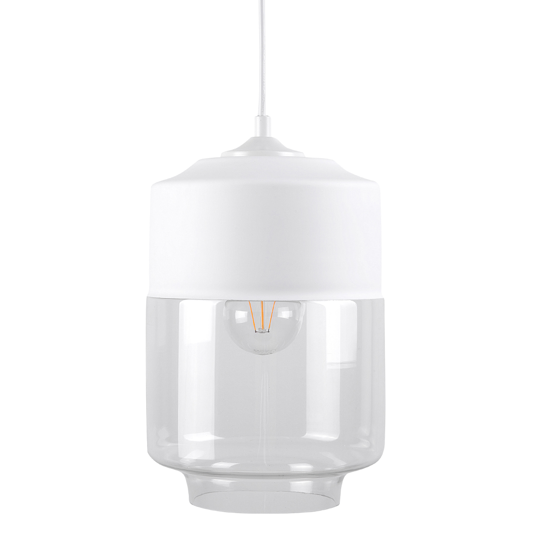 Beliani Lampa wisząca Lampa wisząca szklana biała JURUA 63460