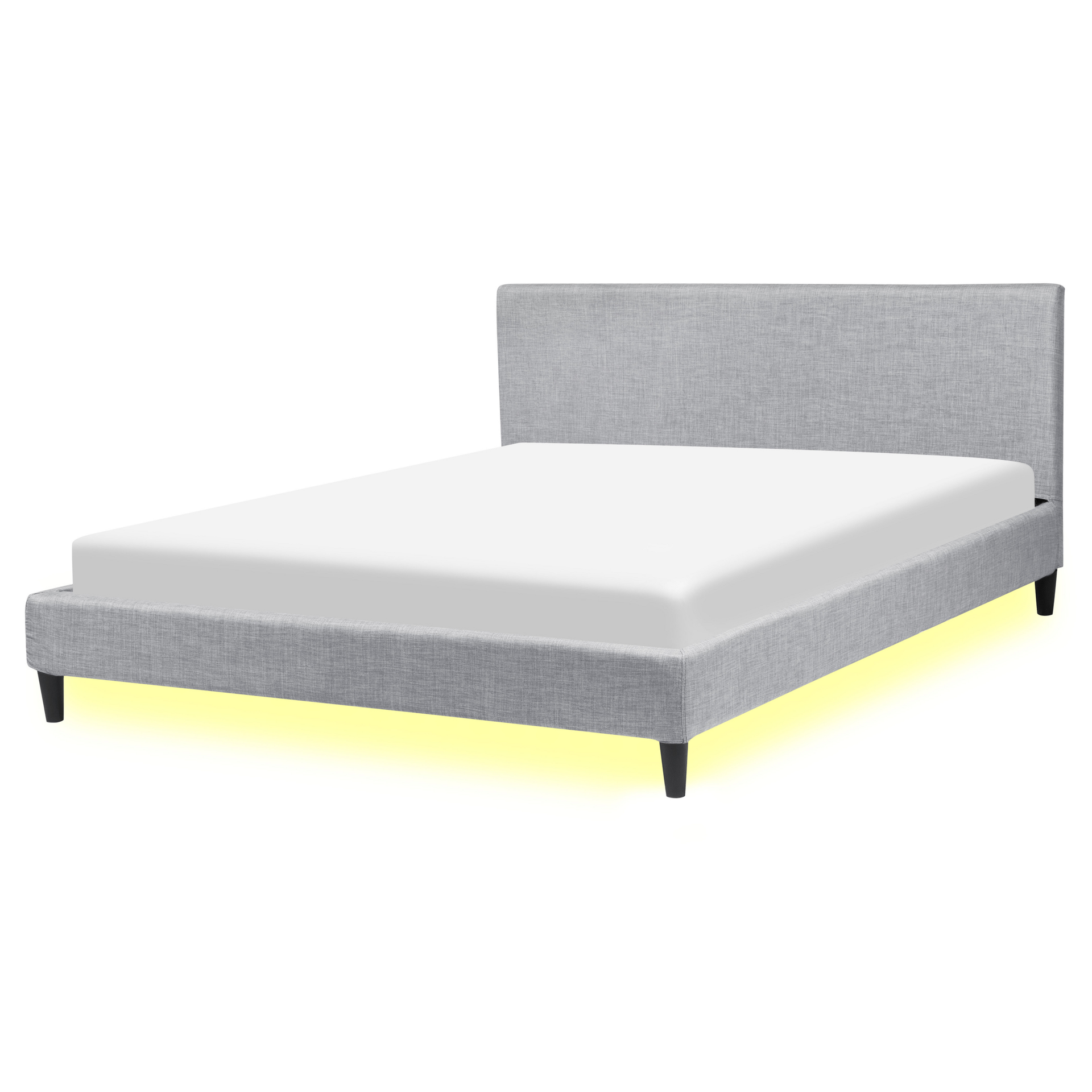 Beliani Łóżko jasnoszare tapicerowane LED biały 160 x 200 cm FITOU