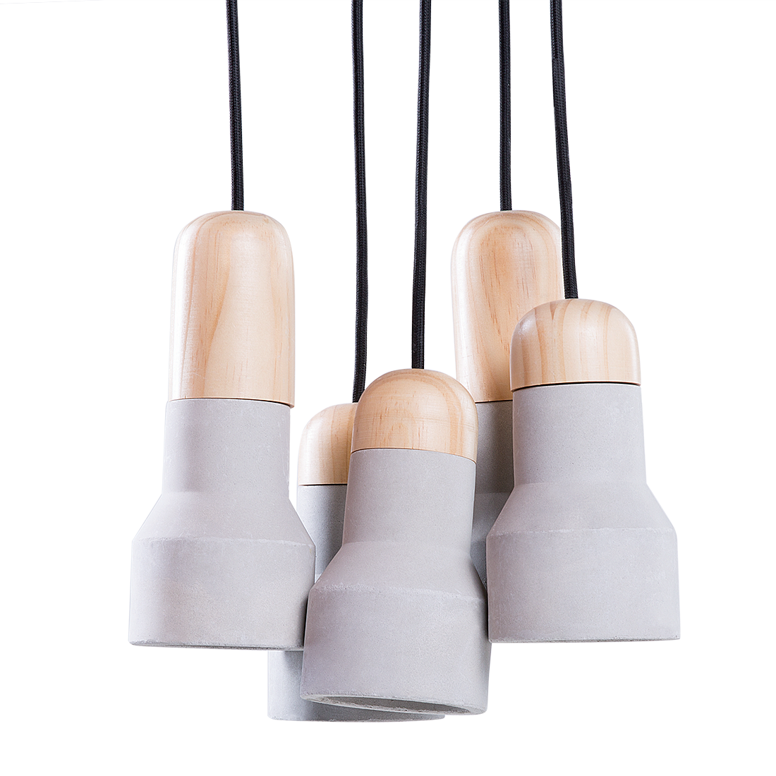 Beliani Lampa wisząca Lampa wisząca 5 kloszy betonowa szara APURE 53541