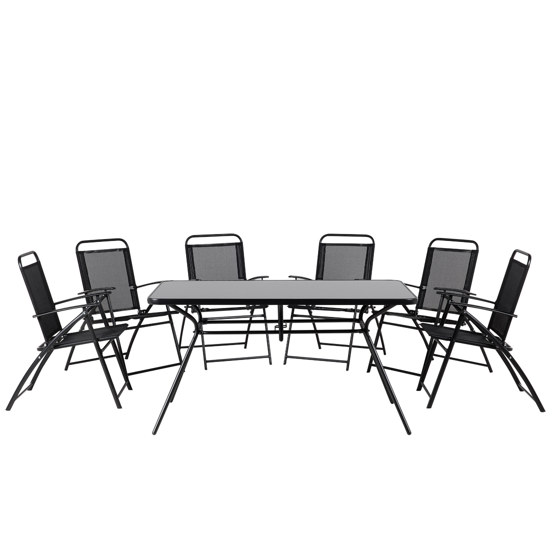 Beliani Zestaw ogrodowy stół i 6 krzeseł czarny LIVO 63189