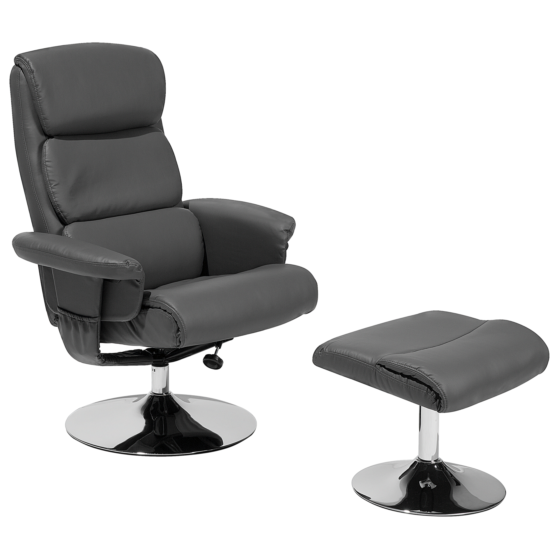 Beliani Krzesło biurowe szare z podnóżkiem skóra ekologiczna funkcja masażu LEGEND