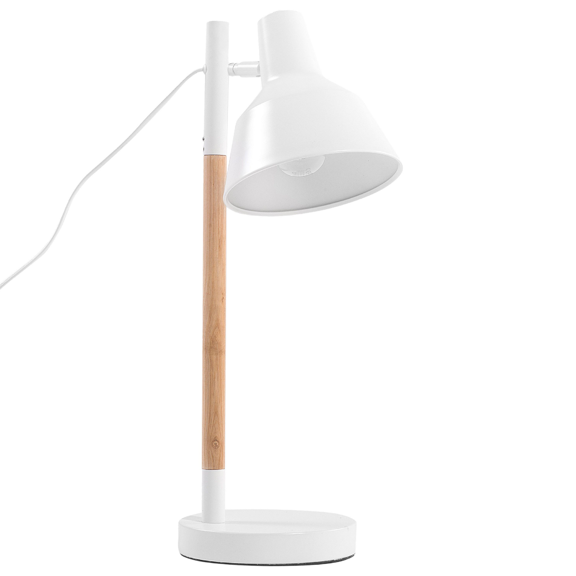BLmeble Lampa biurkowa nocna drewno regulowana biała ALDAN BLmeble