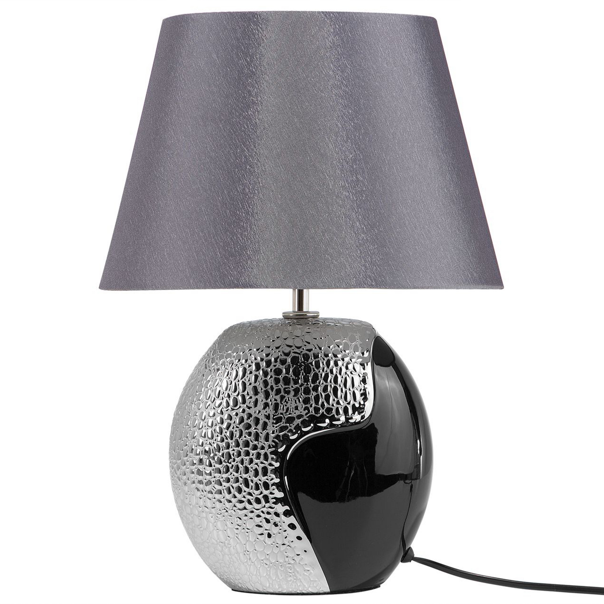 Beliani Lampa stołowa Lampka nocna ceramiczna czarno-srebrna ARGUN 78634