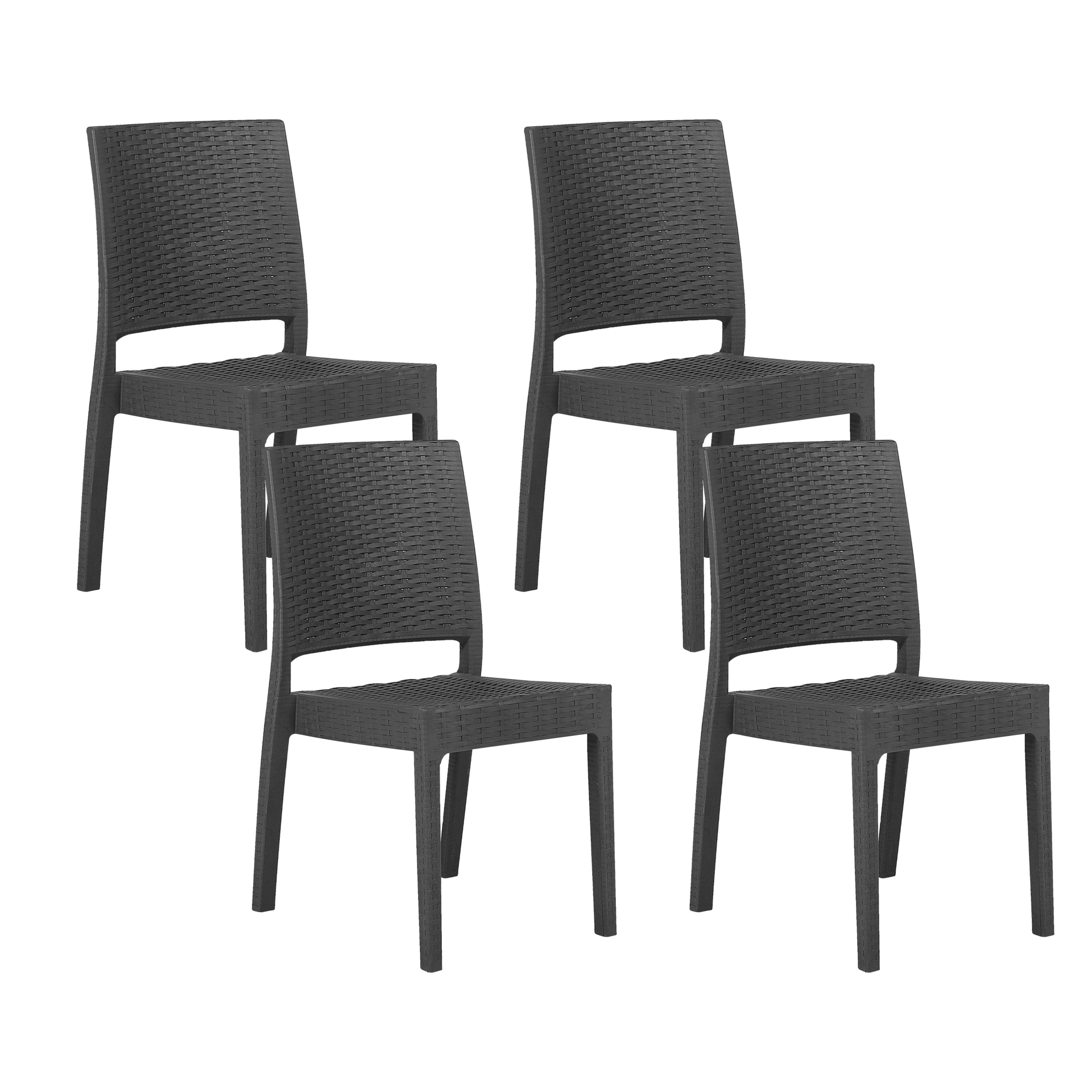 Beliani Zestaw 4 krzeseł ogrodowych szarych FOSSANO