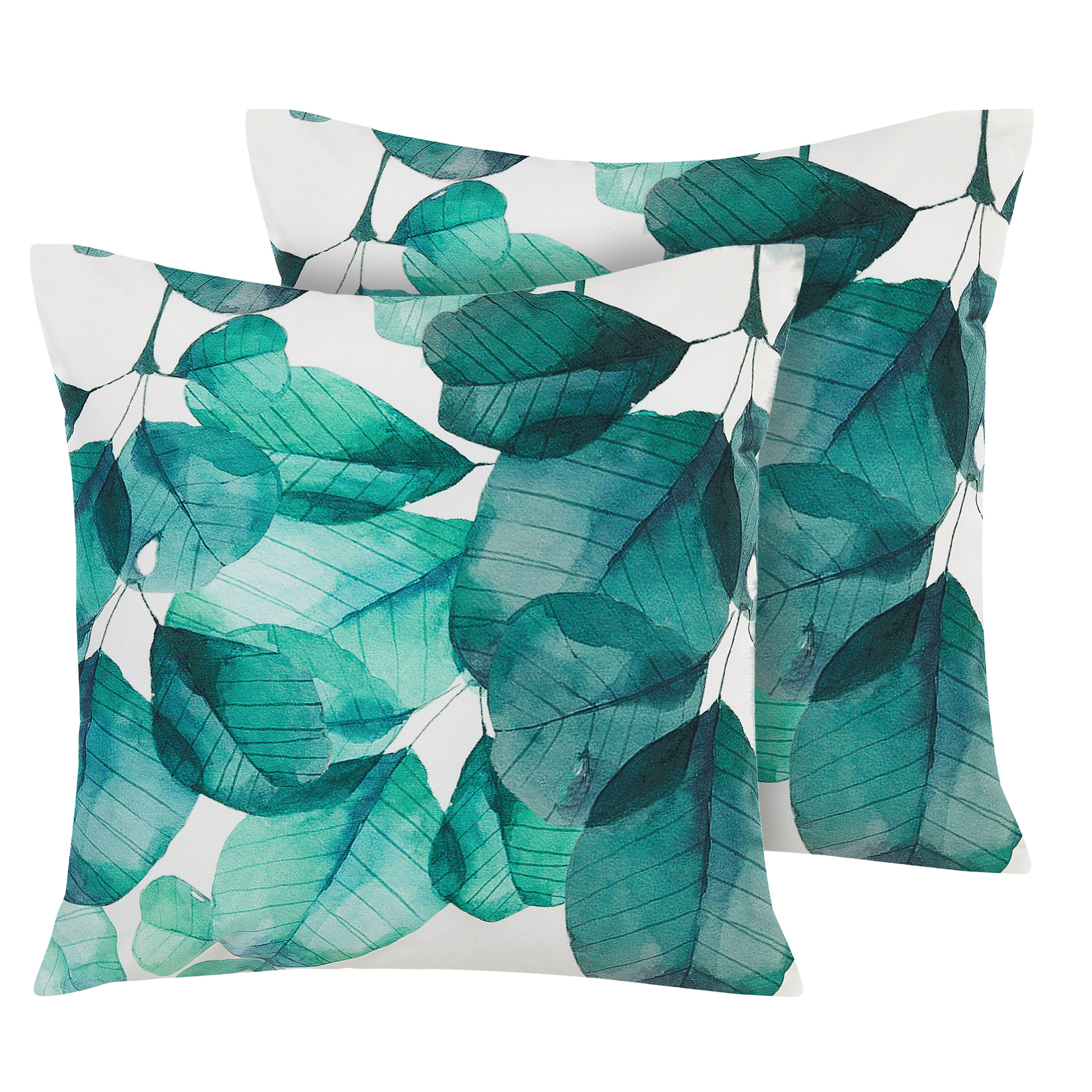 Beliani Zestaw 2 poduszek ogrodowych w liście 45 x 45 cm turkusowy z białym TR