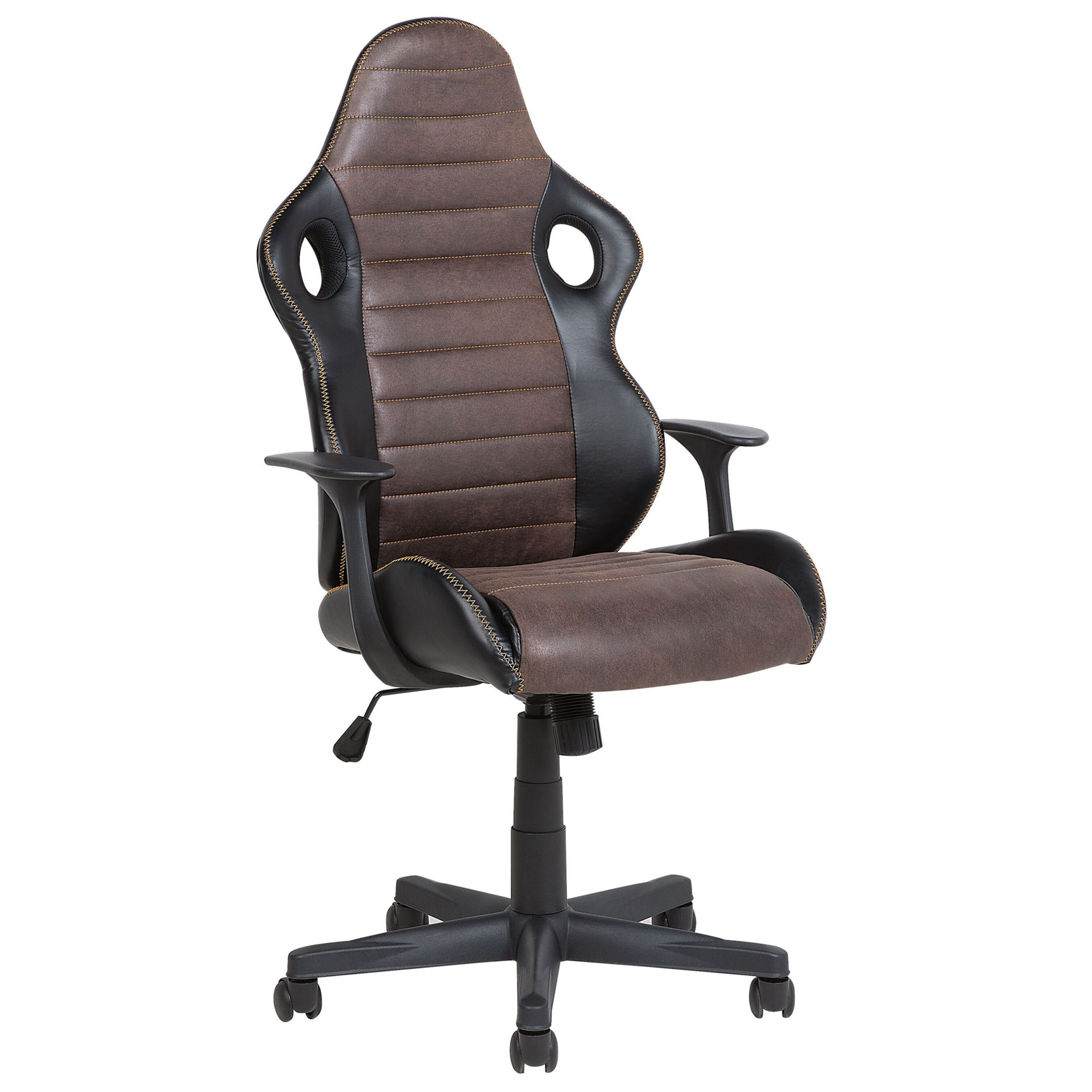 Beliani Krzesło biurowe czarne/brązowe regulowana wysokość SUPREME
