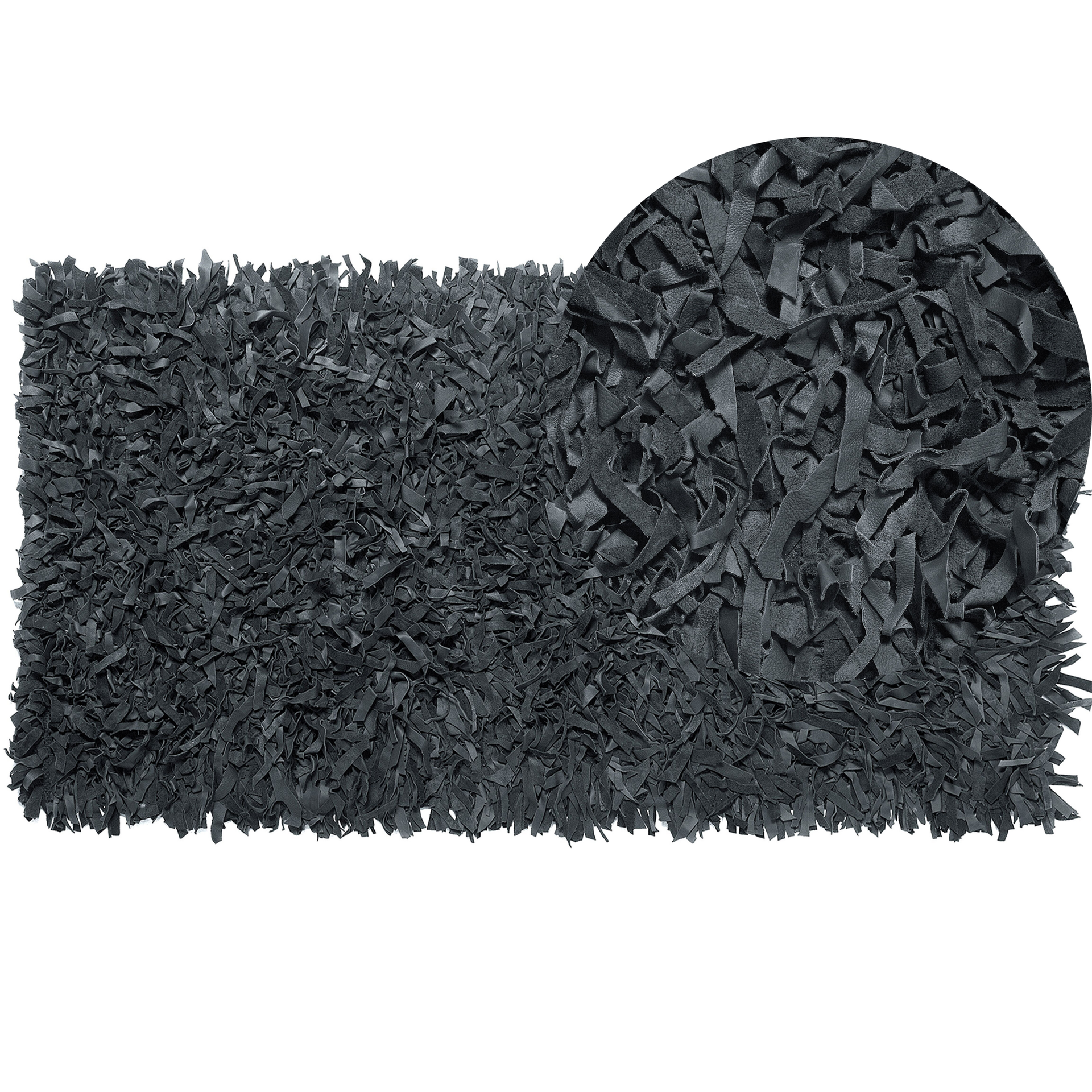 Beliani Dywan czarny 80 x 150 cm skórzany MUT