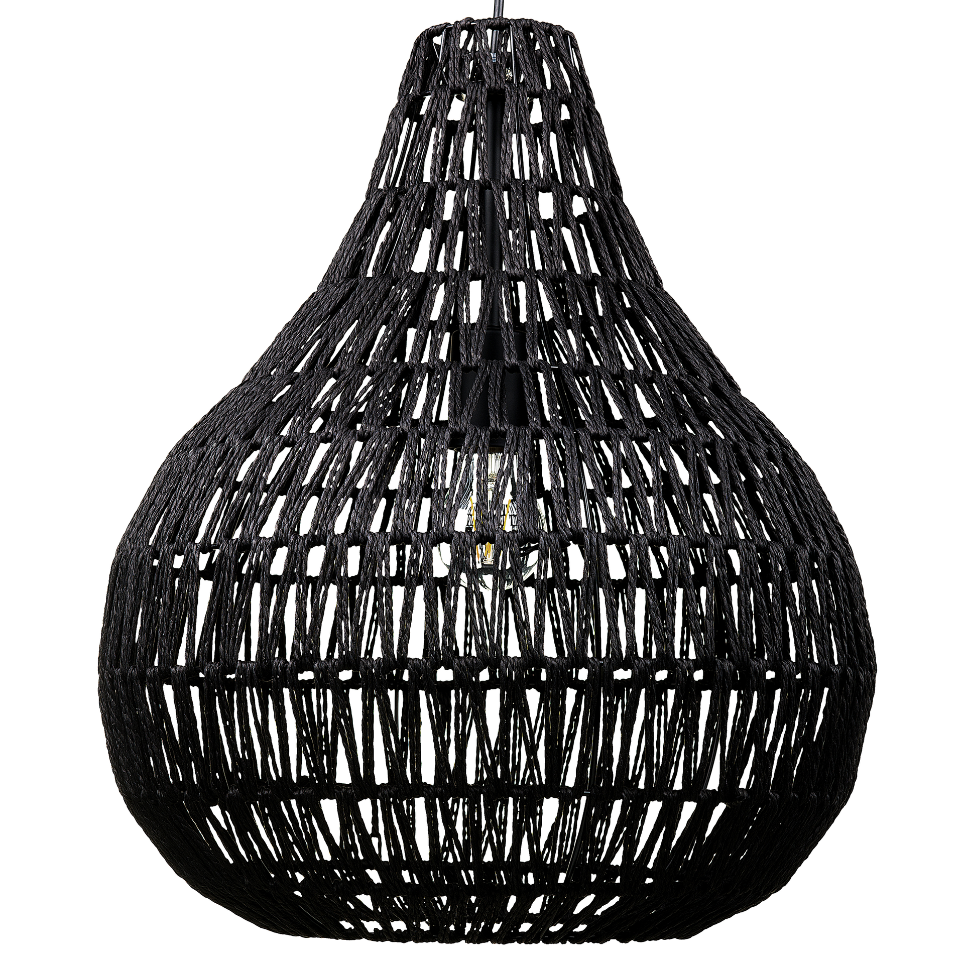 Beliani Lampa papierowa plecionka wisząca czarna MOLOPO