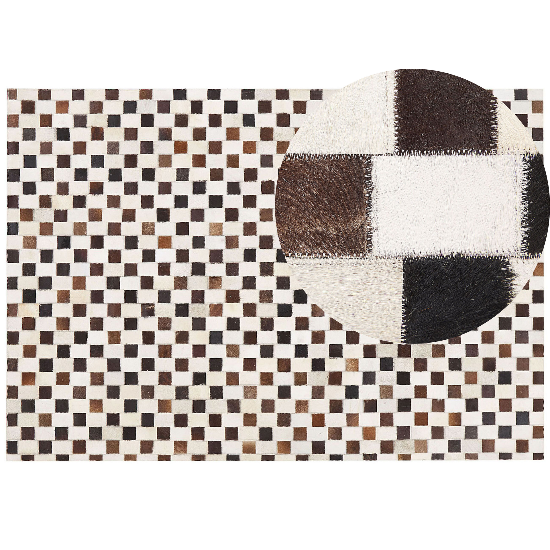 Beliani Dywan patchwork skórzany 160 x 230 cm beżowo-brązowy KAYABEY
