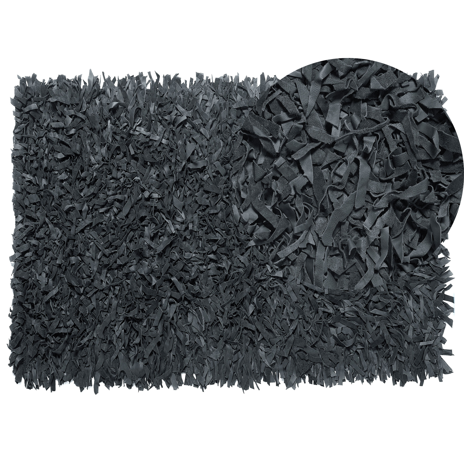 Beliani Dywan czarny 140 x 200 cm skórzany MUT