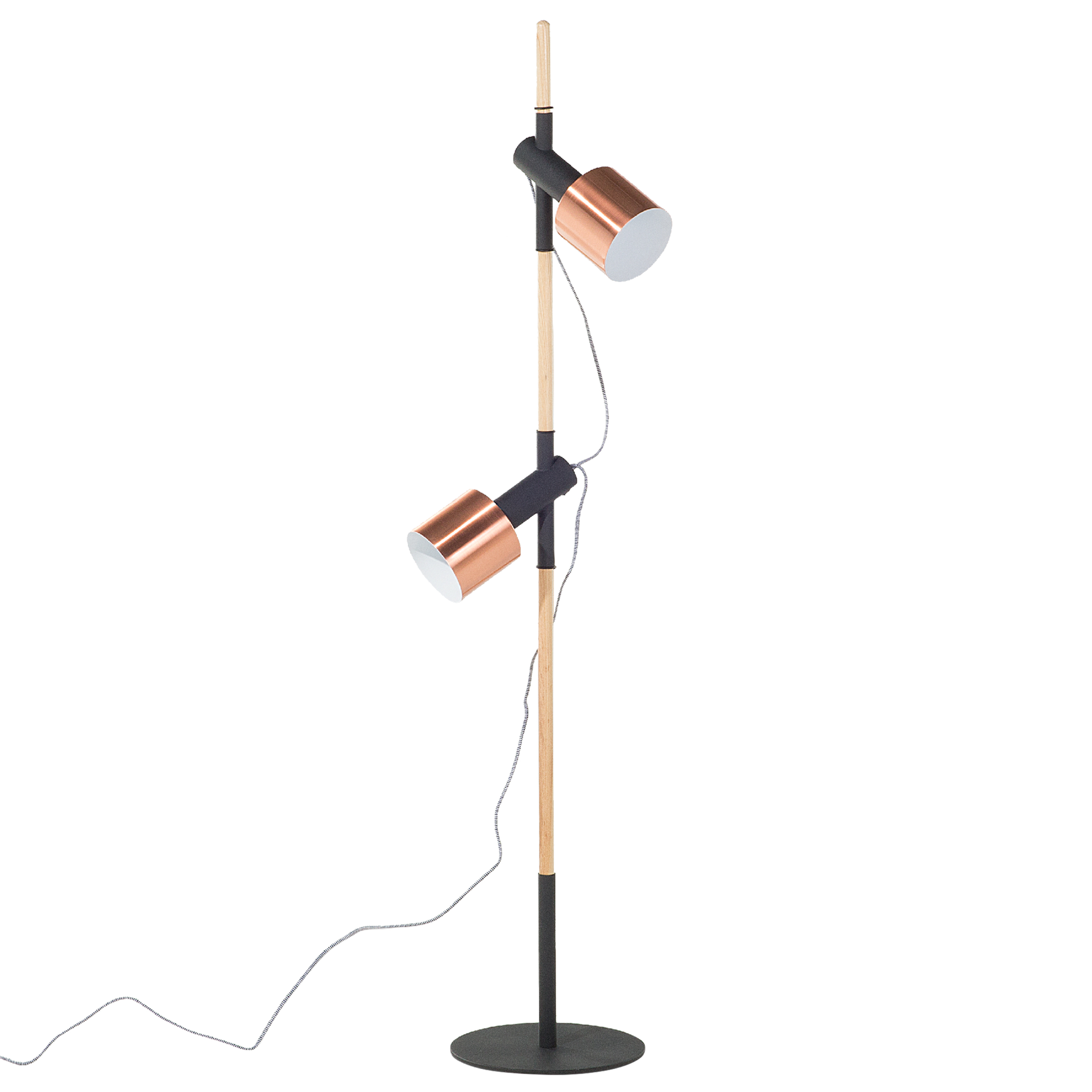Lampa Podłogowa Regulowana Drewniana Czarna Owens!