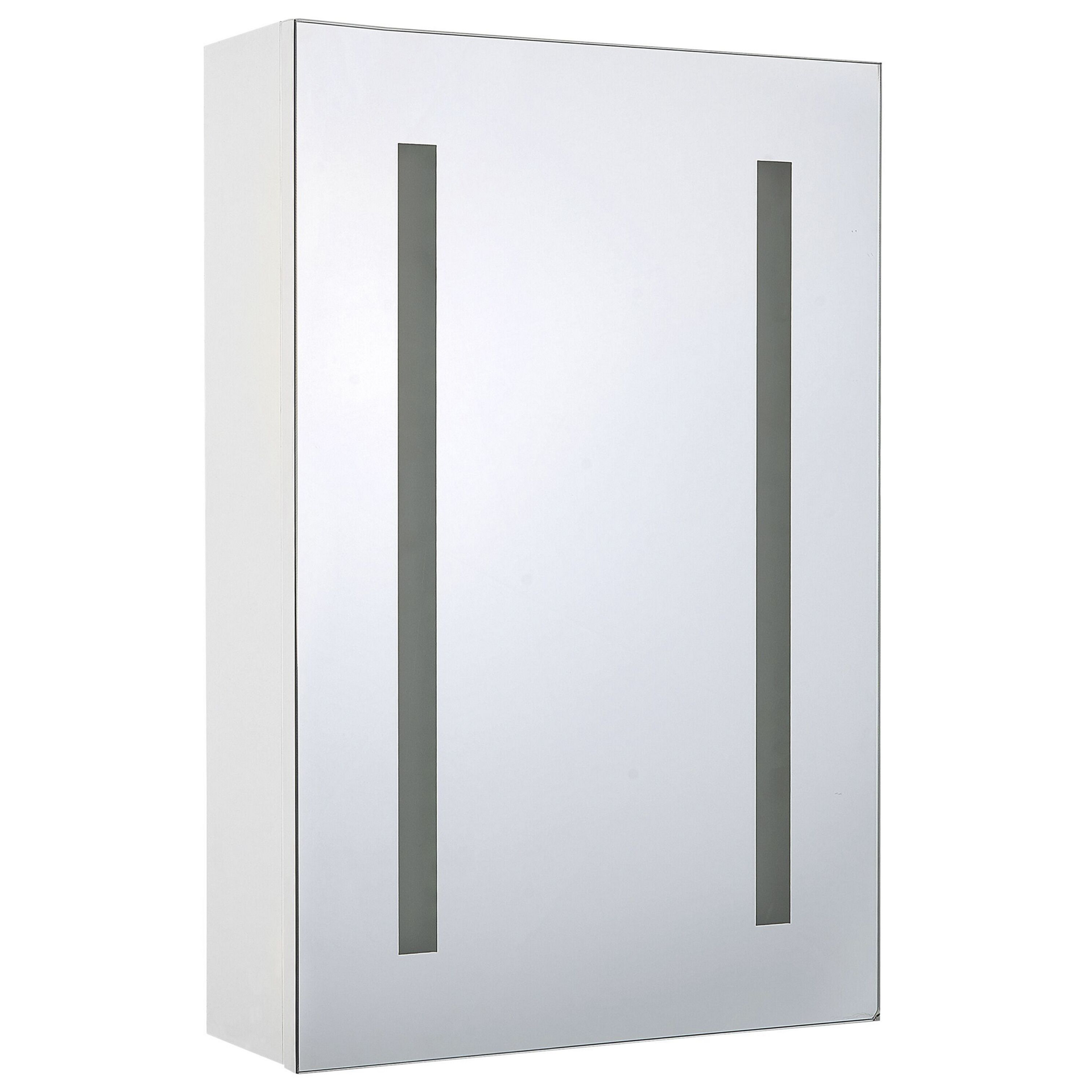 Beliani Szafka łazienkowa wisząca z lustrem LED 40 x 60 cm biała CAMERON