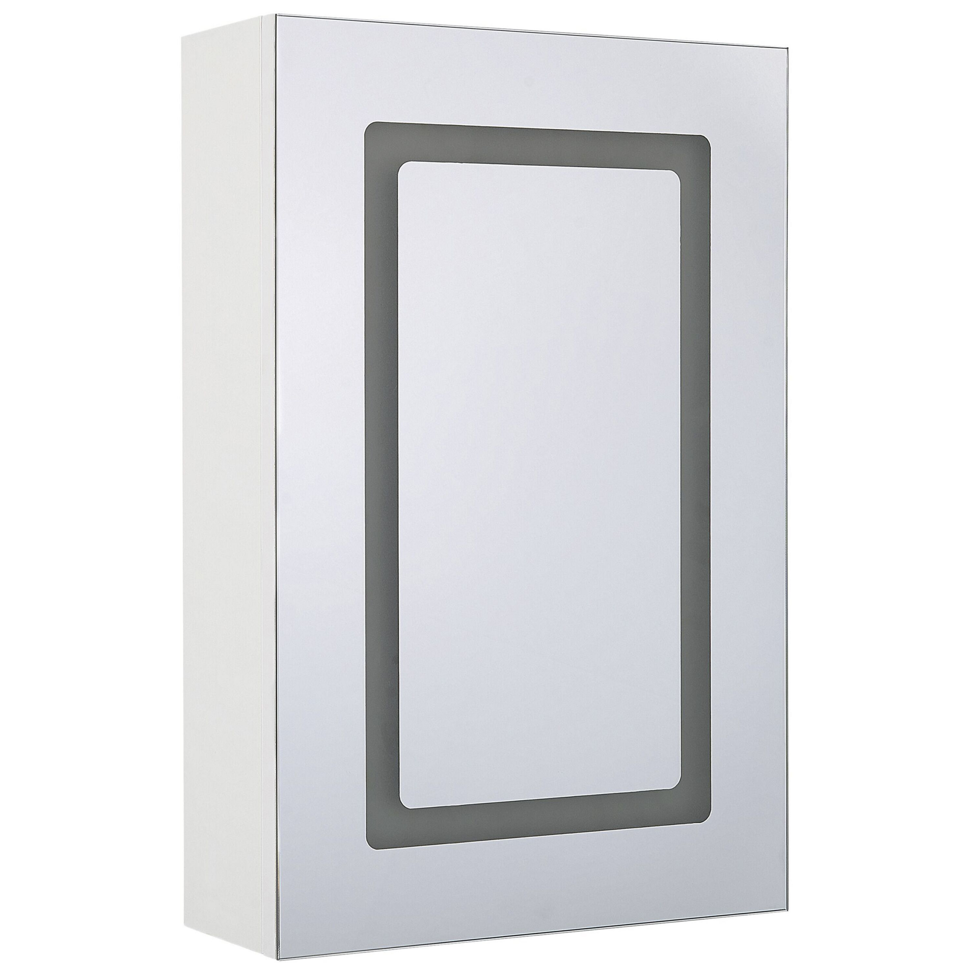 Beliani Szafka łazienkowa wisząca z lustrem LED 40 x 60 cm biała CONDOR