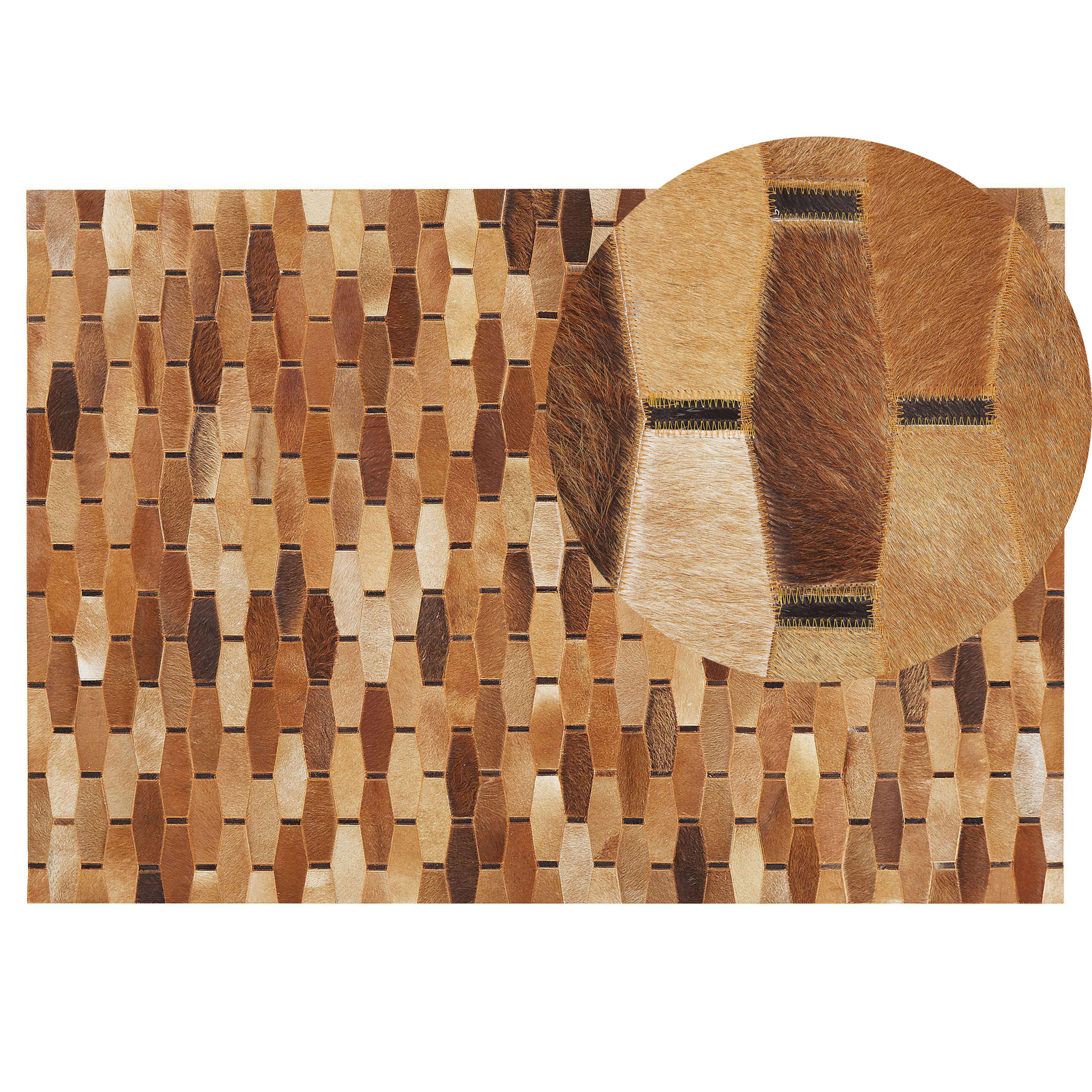 Beliani Dywan patchwork skórzany 140 x 200 cm brązowy DIGOR