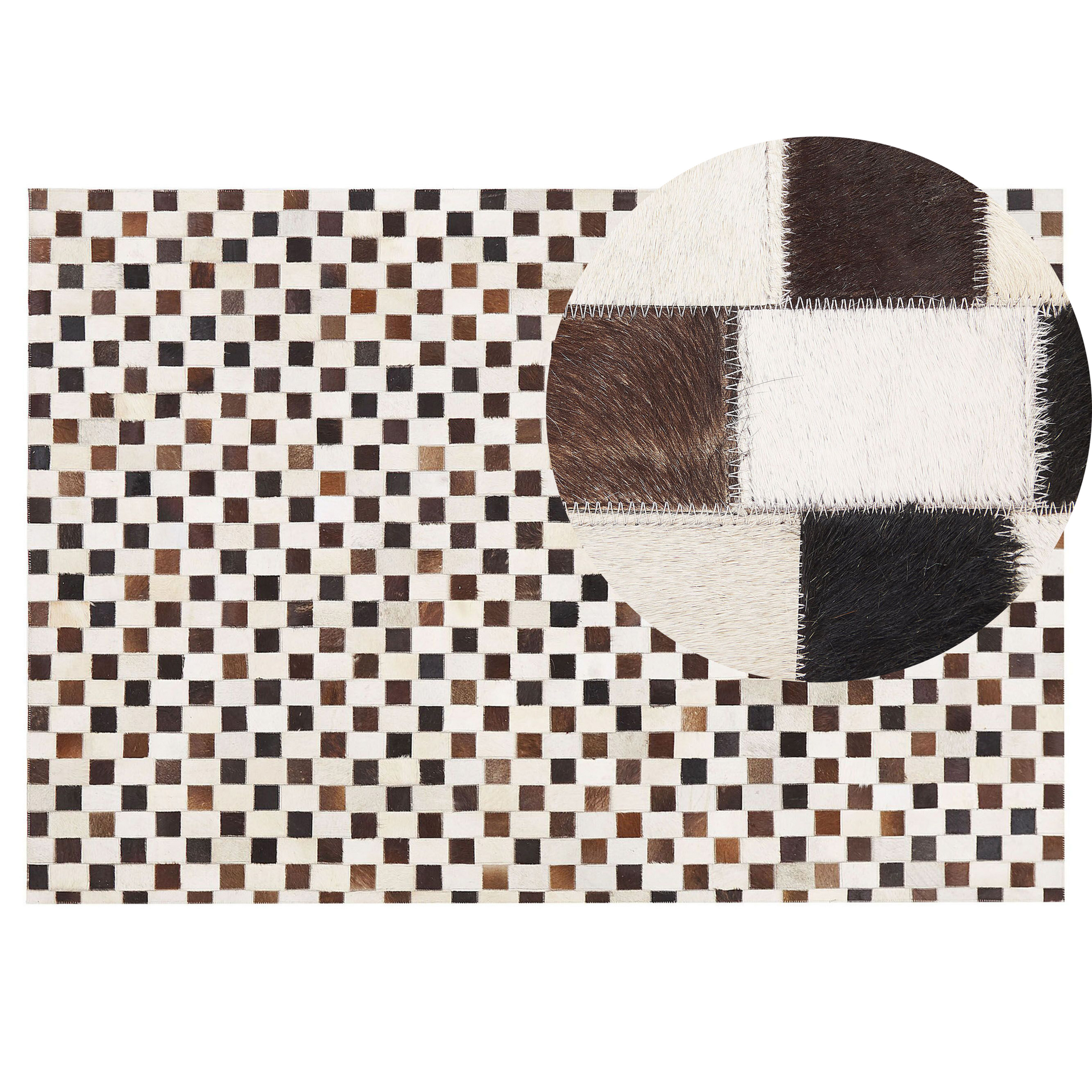Beliani Dywan patchwork skórzany 140 x 200 cm beżowo-brązowy KAYABEY