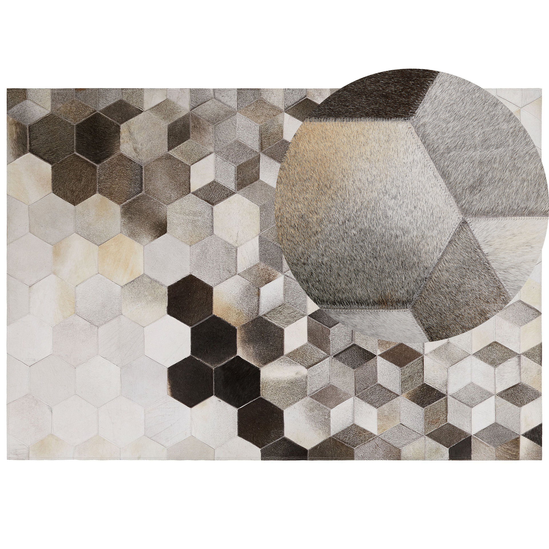 Beliani Dywan patchwork skórzany 160 x 230 cm szary SASON