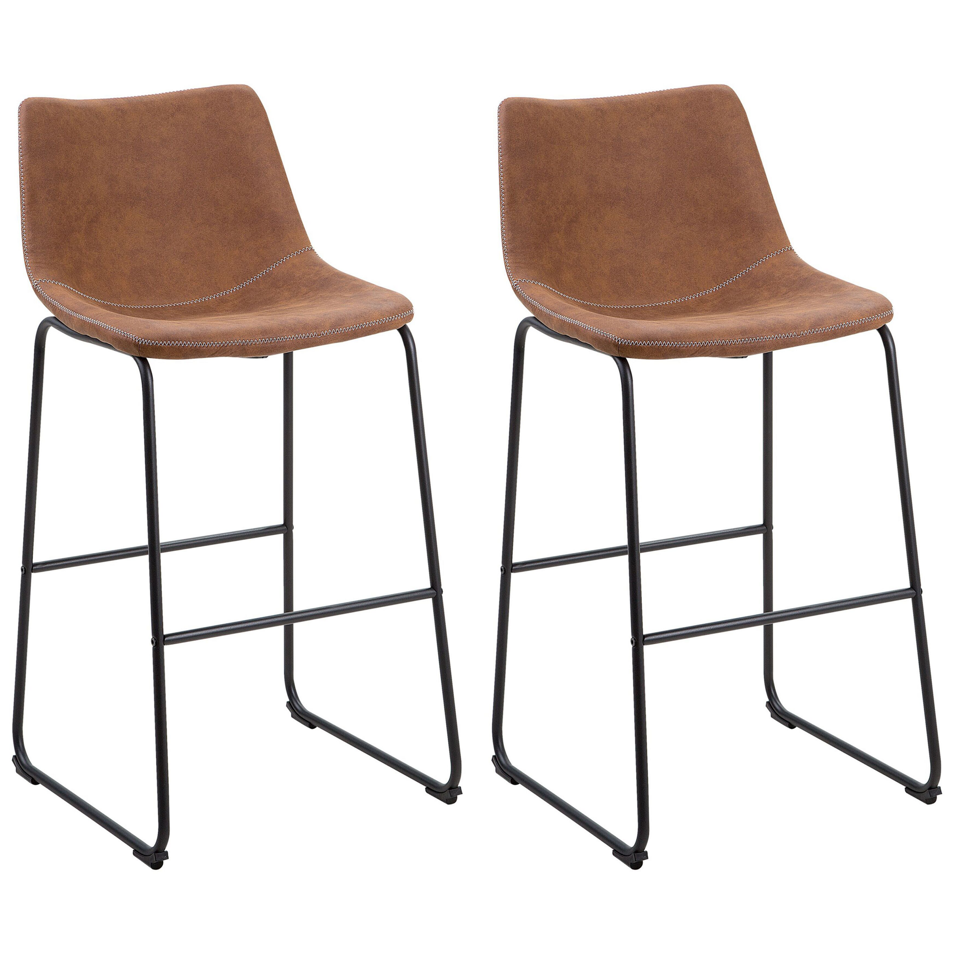 Beliani Zestaw 2 krzeseł barowych brązowy FRANKS